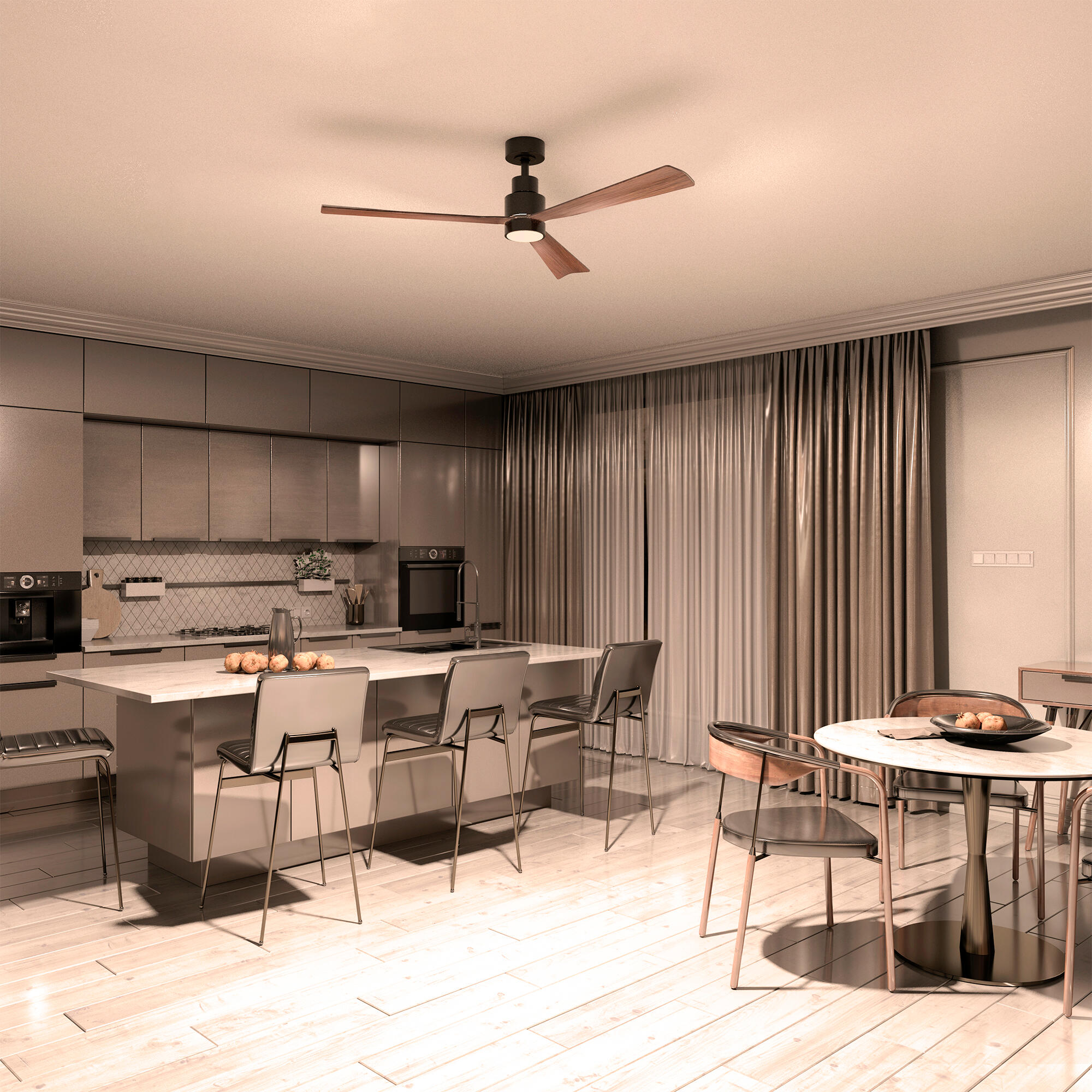 Ventilador de techo con luz silencioso DC Arte Confort Misi marrón 132 cm - 2