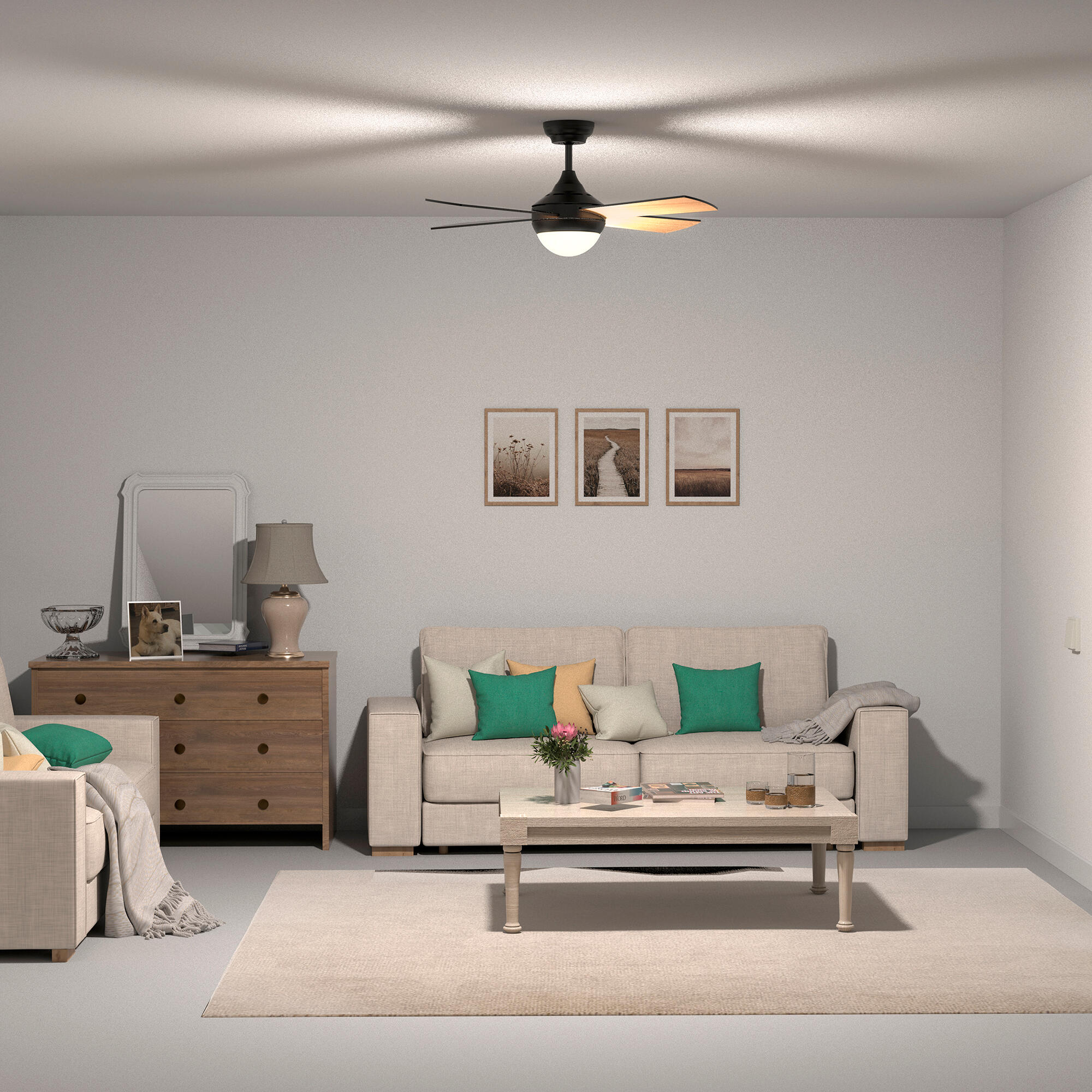 Ventilador de techo con luz silencioso DC Arte Confort Megia negro 122 cm - 15