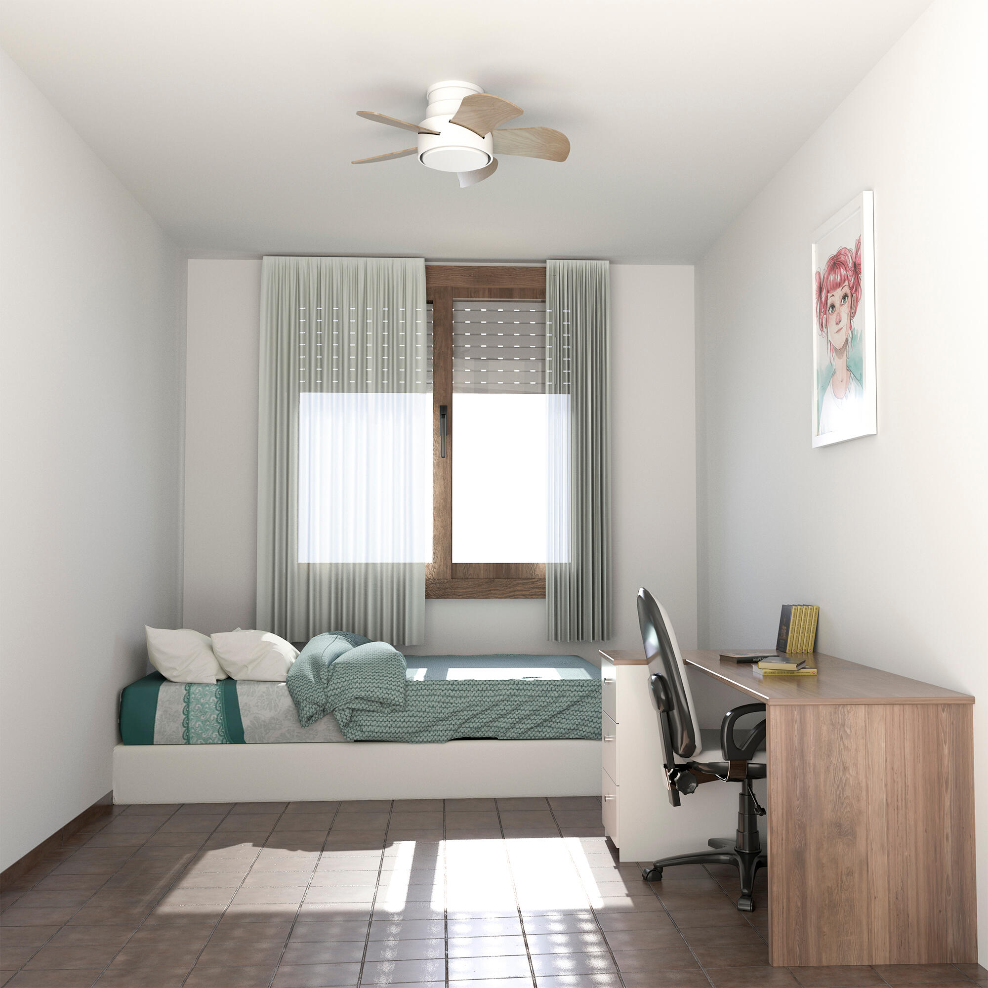 Ventilador de techo con luz silencioso DC Arte Confort Blanes blanco 71 cm - 12