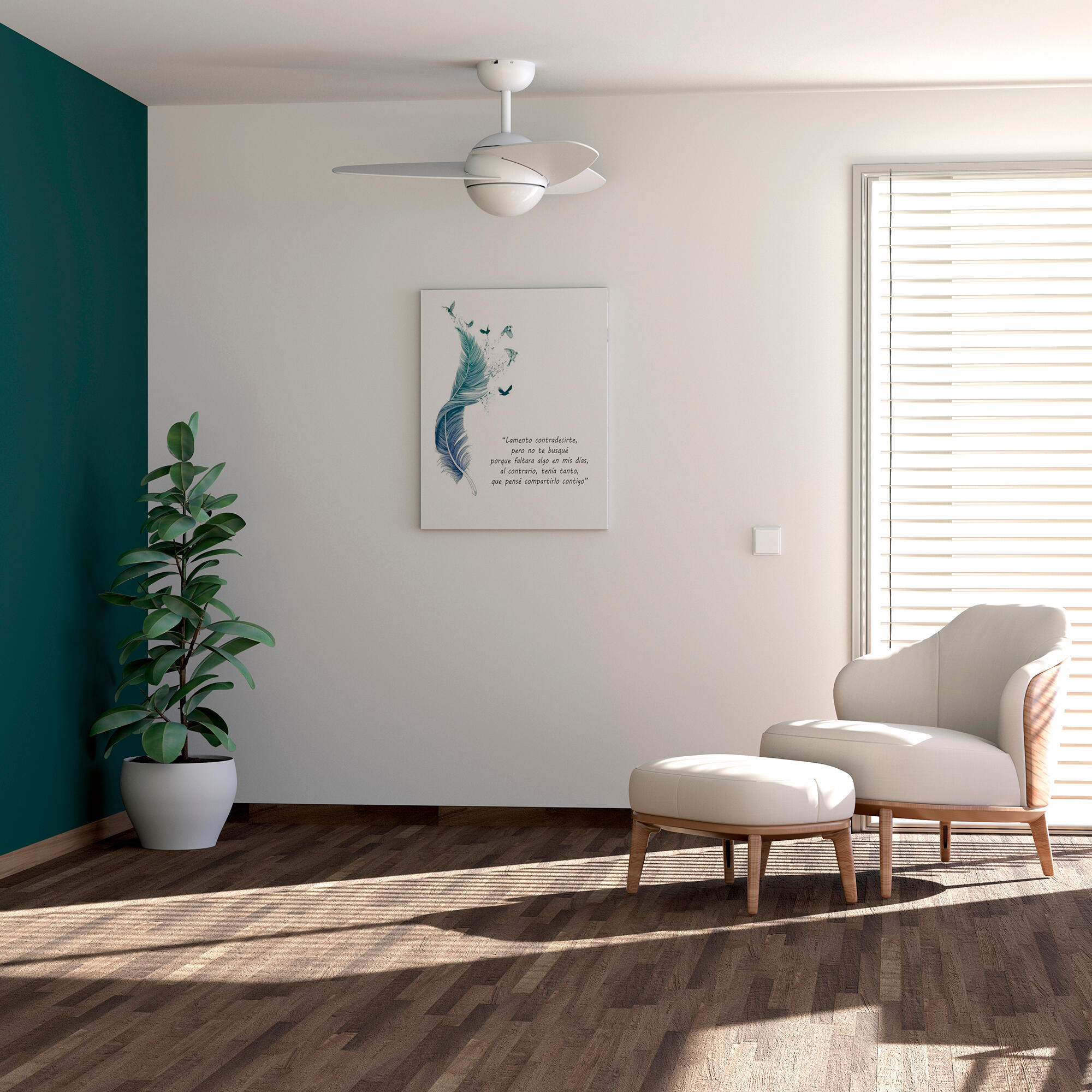 Ventilador de techo con luz motor DC Cacela blanco - 3