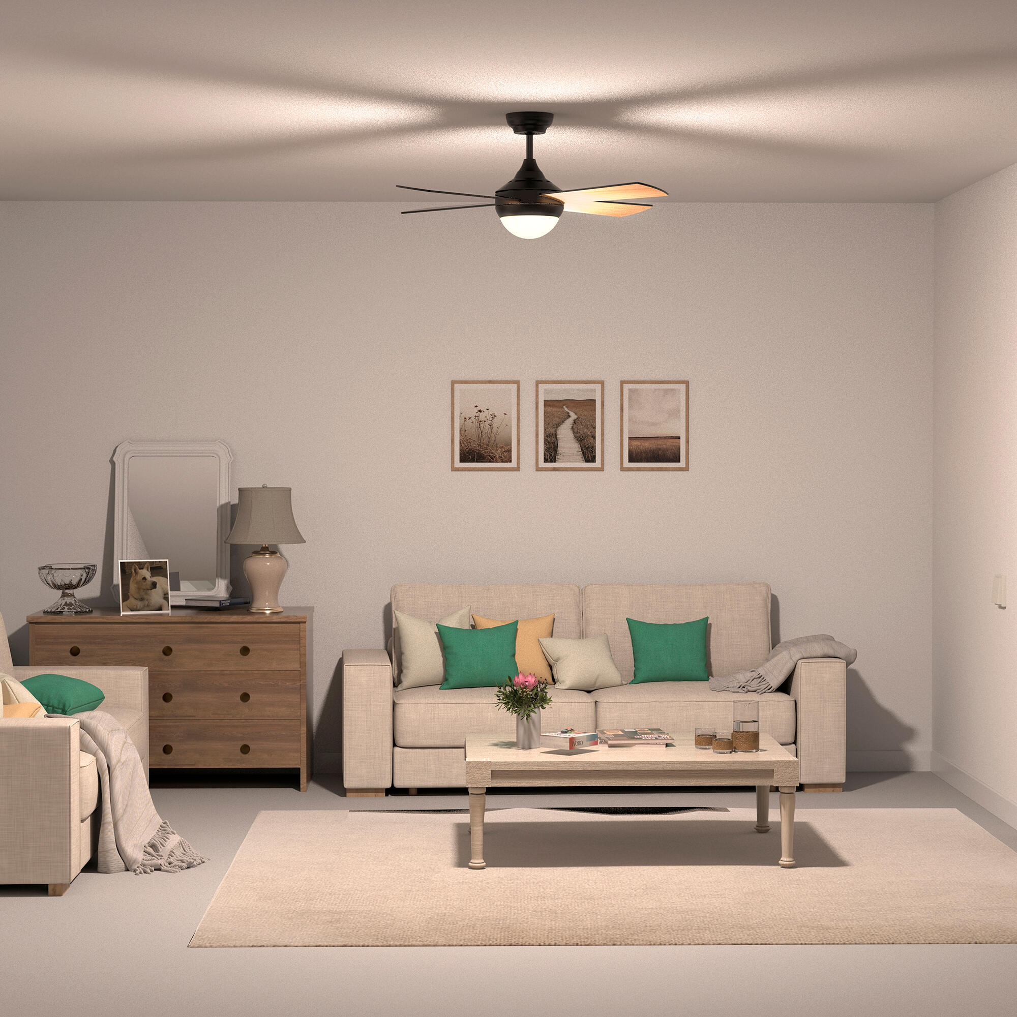 Ventilador de techo con luz silencioso DC Arte Confort Megia negro 122 cm - 14