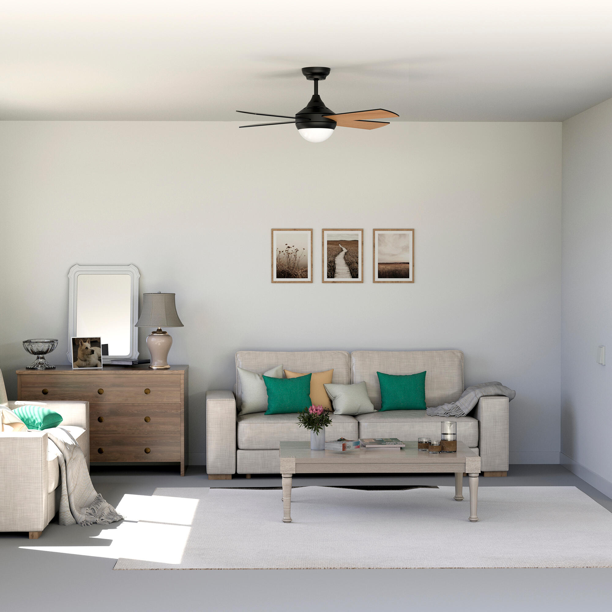 Ventilador de techo con luz silencioso DC Arte Confort Megia negro 122 cm - 5