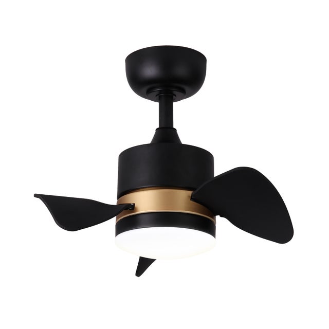 Ventilador de techo con luz silencioso DC 10W con mando ø47 cm Temaki SULION negro luz CCT 3 aspas| 5 velocidades| modo verano/invierno| recomendado de 13 a 20m²