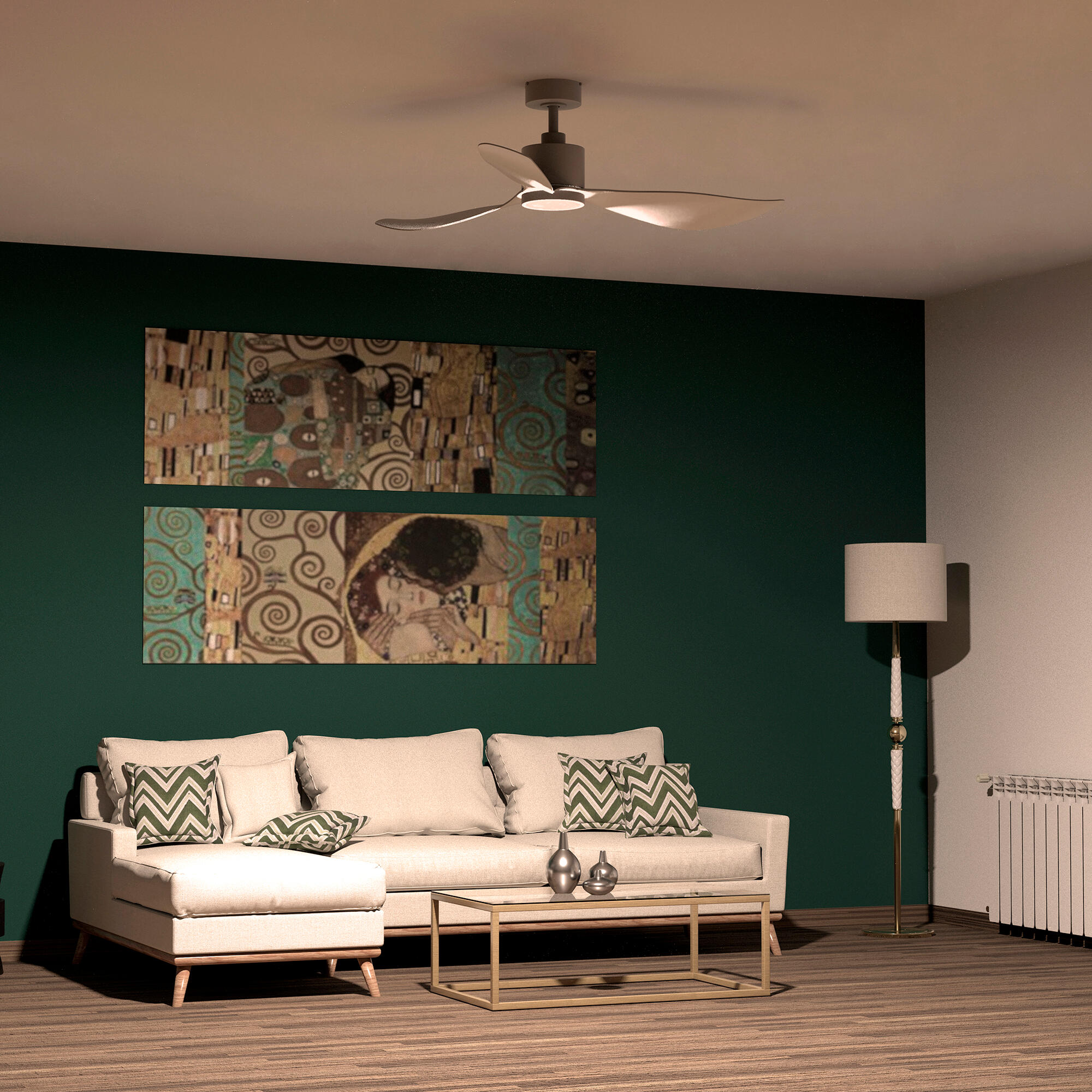 Ventilador de techo con luz silencioso DC Arte Confort Winglet blanco 132 cm - 11