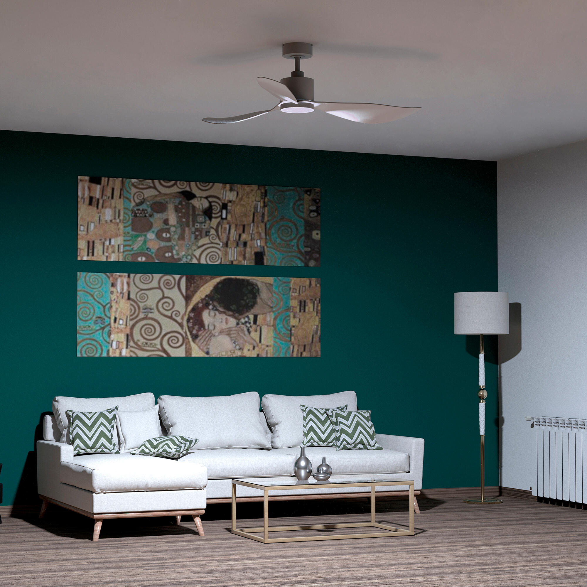 Ventilador de techo con luz silencioso DC Arte Confort Winglet blanco 132 cm - 6