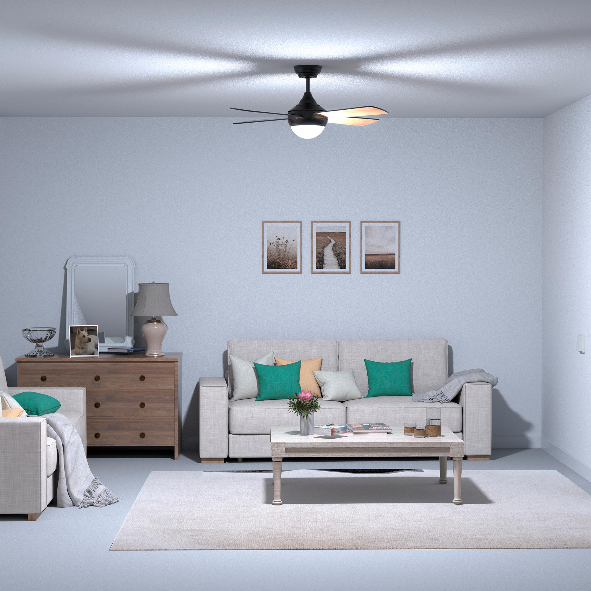 Ventilador de techo con luz silencioso DC Arte Confort Megia negro 122 cm - 4