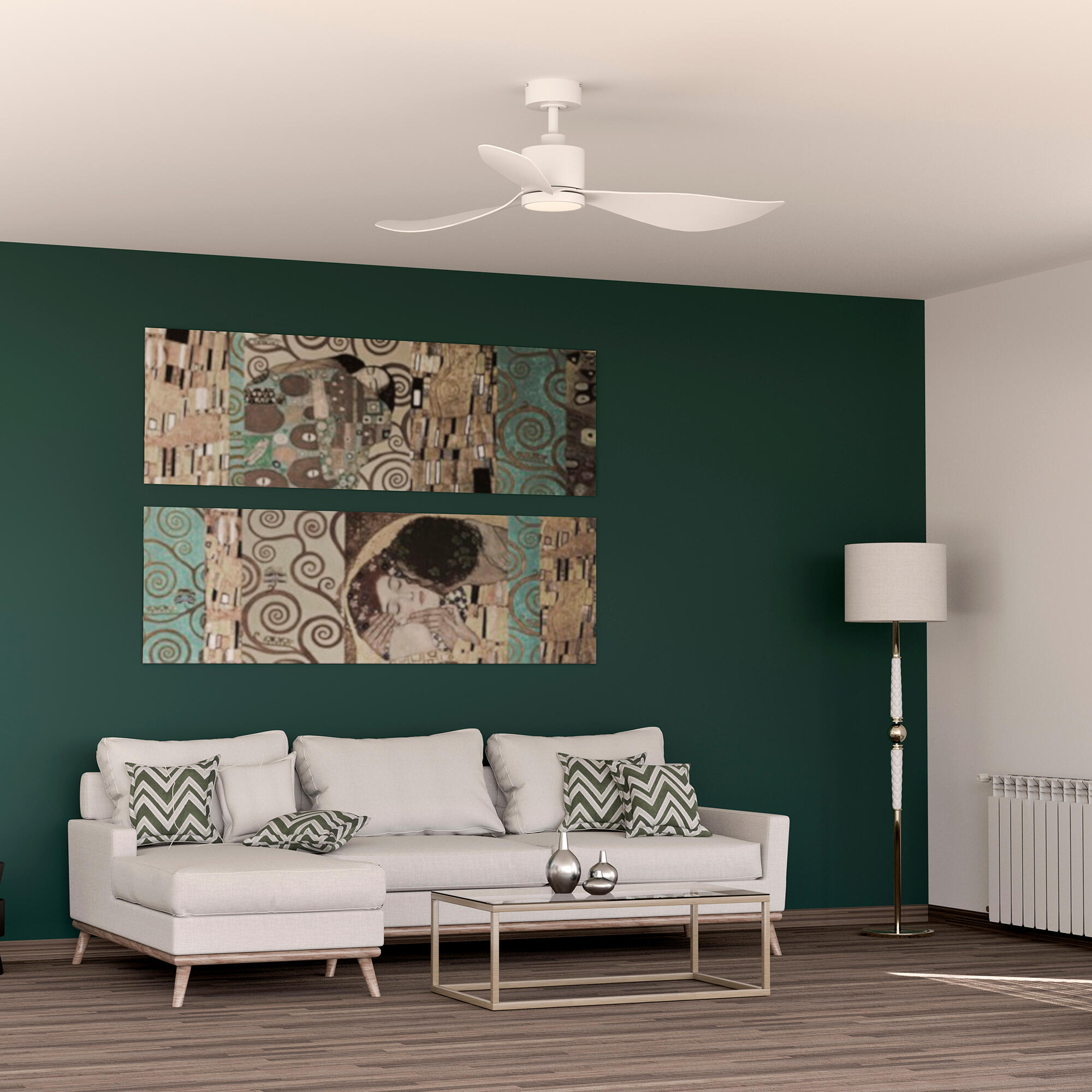 Ventilador de techo con luz silencioso DC Arte Confort Winglet blanco 132 cm - 4