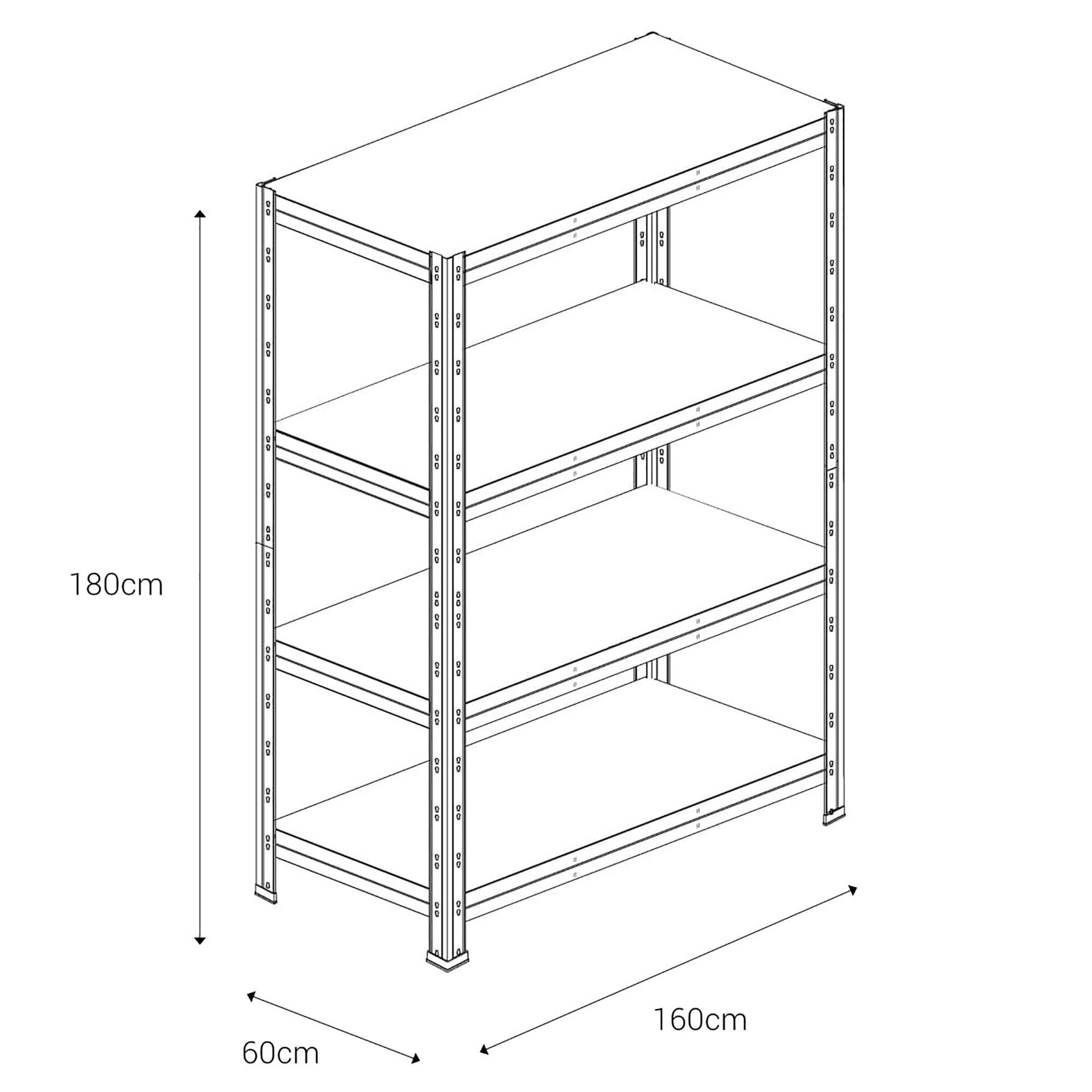 Estante metálica cinza 4 prateleiras MDF 160x60x180 cm 250 kg Ar Shelving - 3