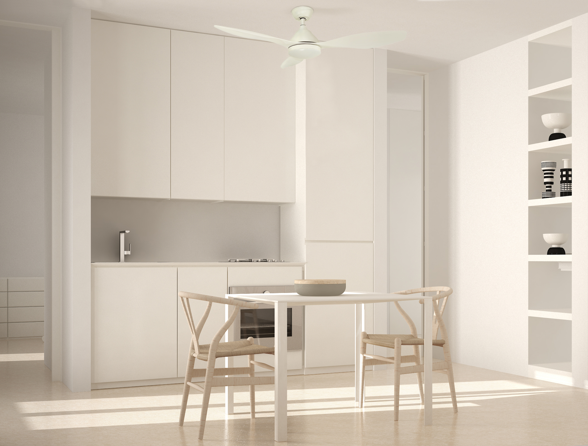 Ventilador de techo con luz silencioso DC 36W con mando ø120 cm Stel CRISTAL RECORD blanco luz CCT 3 aspas| 5 velocidades| brisa| recomendado de 20 a 40m² - 9