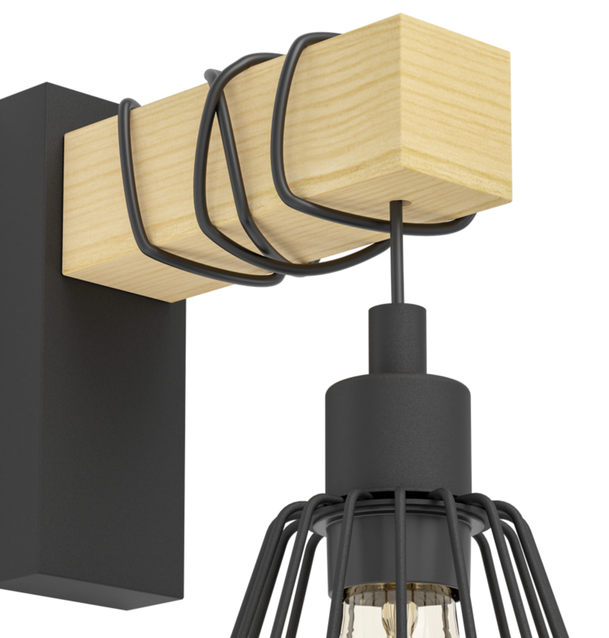 Candeeiro de parede INSPIRE TABODI E27 1 LUZ METAL/MADEIRA PRETO - 34