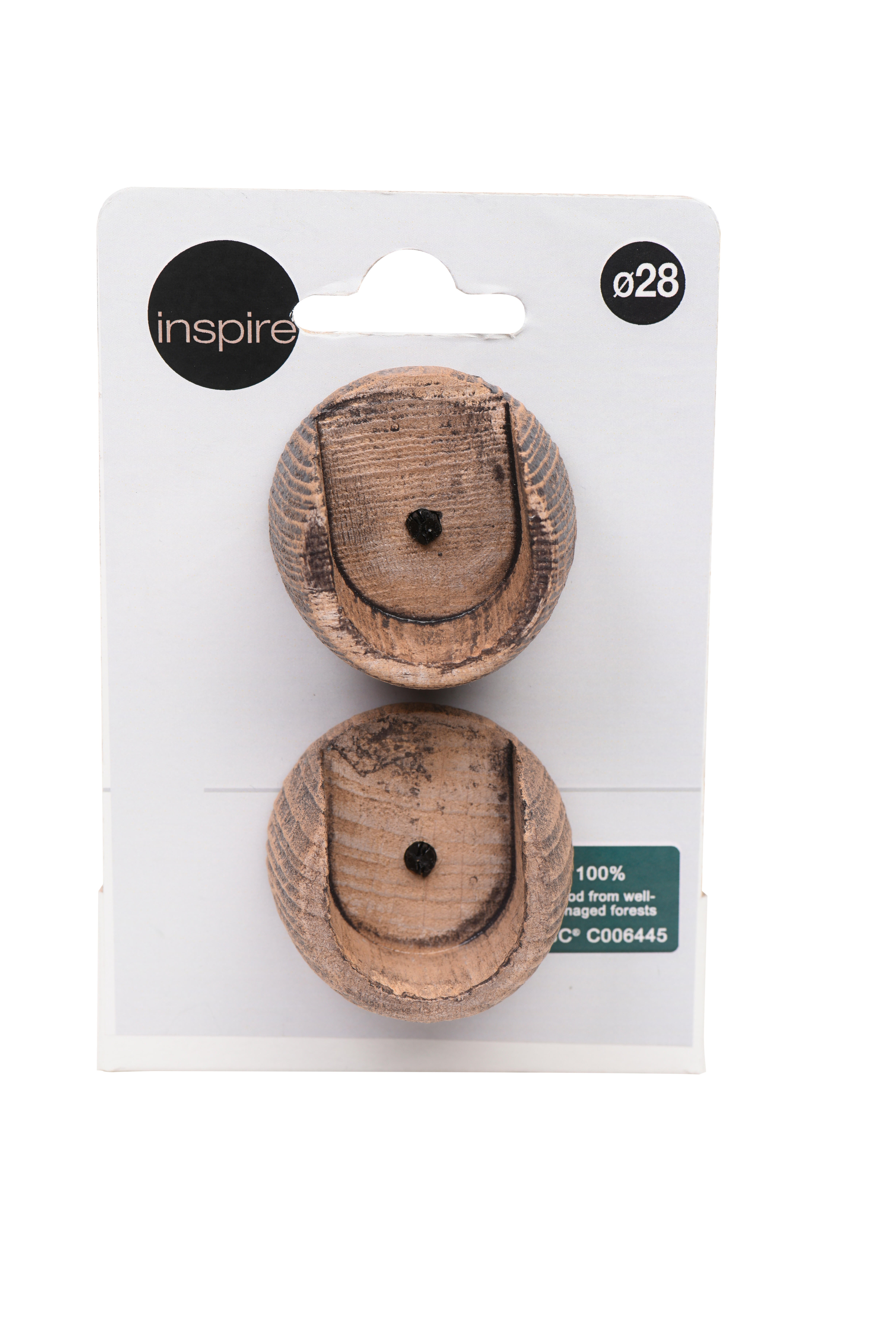 2 Soportes entre 2 paredes para barra diámetro 28 mm Nature INSPIRE Bois Dore pintado fijo 2.7 cm - 5