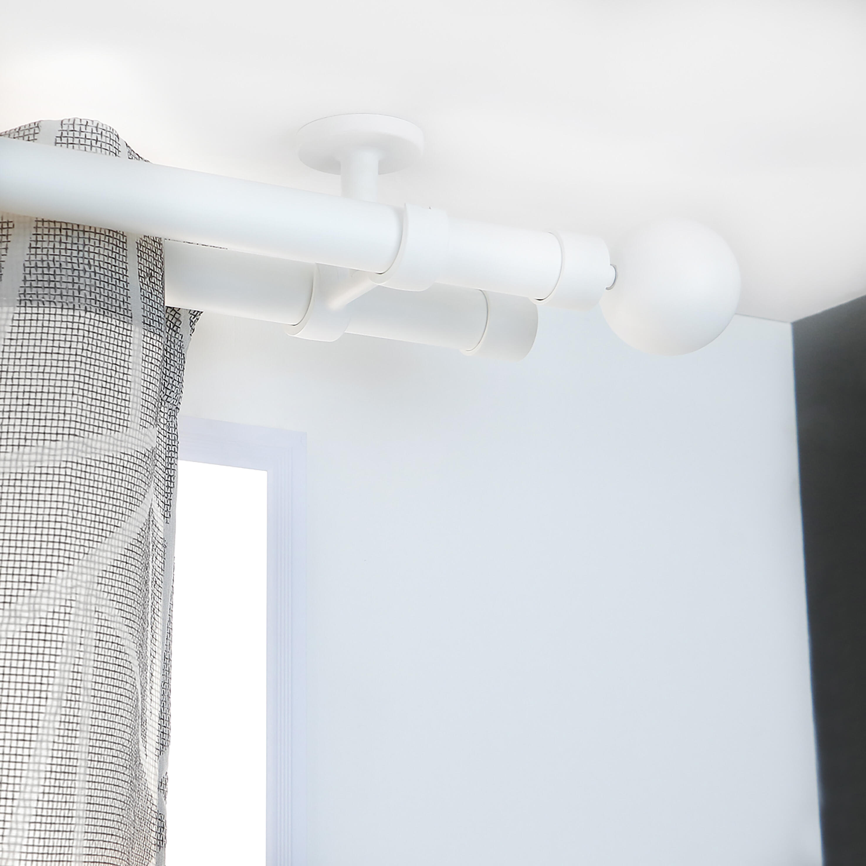 1 Soporte a techo para 2 barras diámetro 28 mm Design MOBOIS acero blanco mate pintado fijo 6 cm - 2