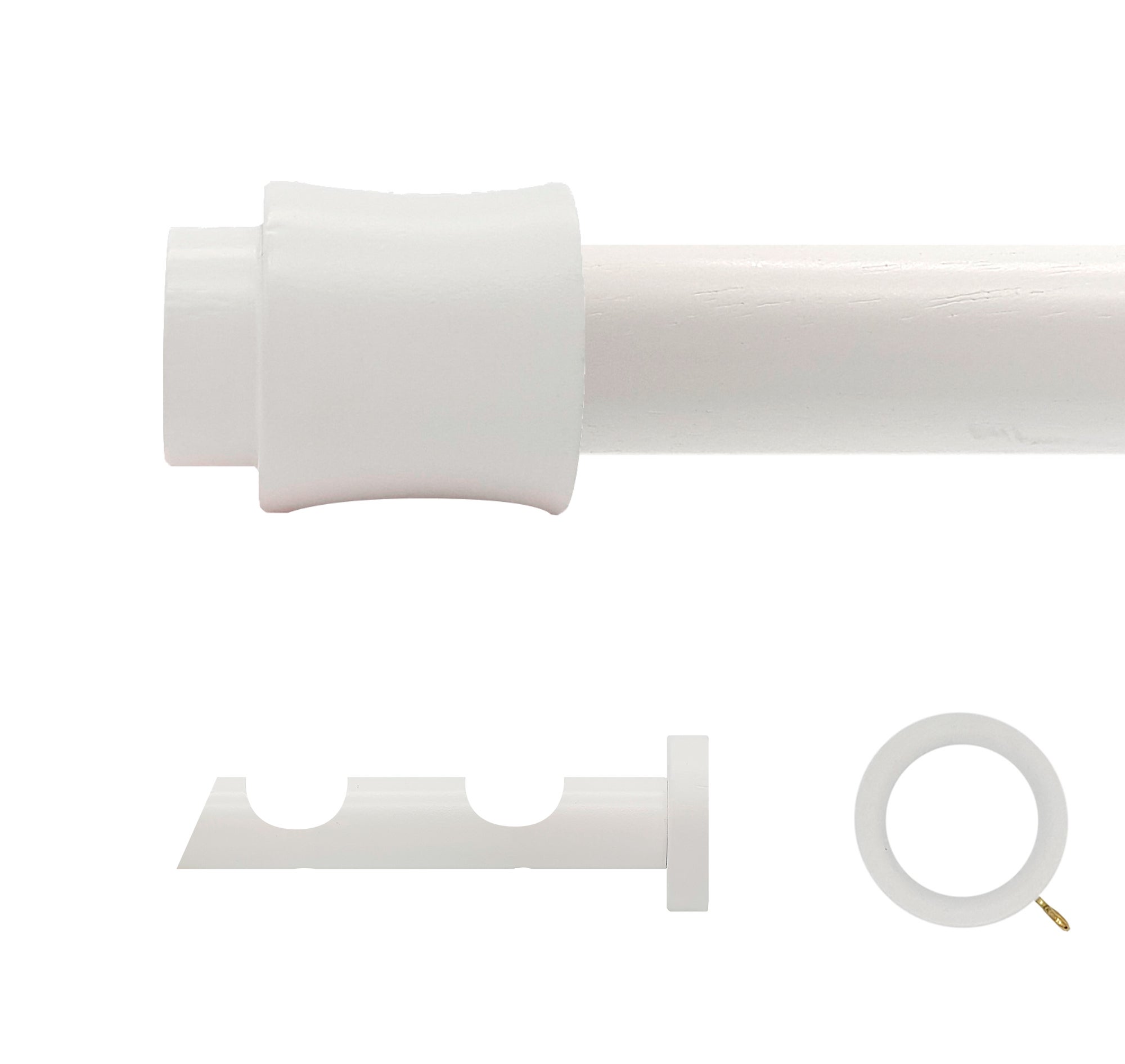 Kit 2 barras madera ø 28mm cata blanco 150cm c/anillas pared