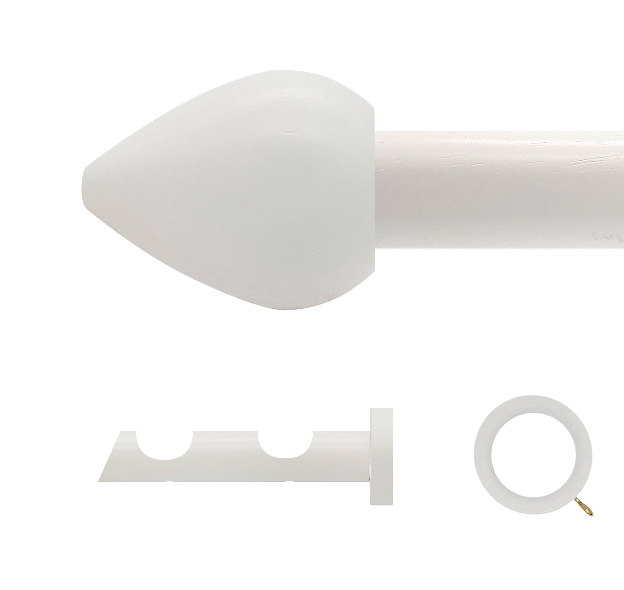Kit 2 barras madera ø 20mm seta blanco 300cm c/anillas pared