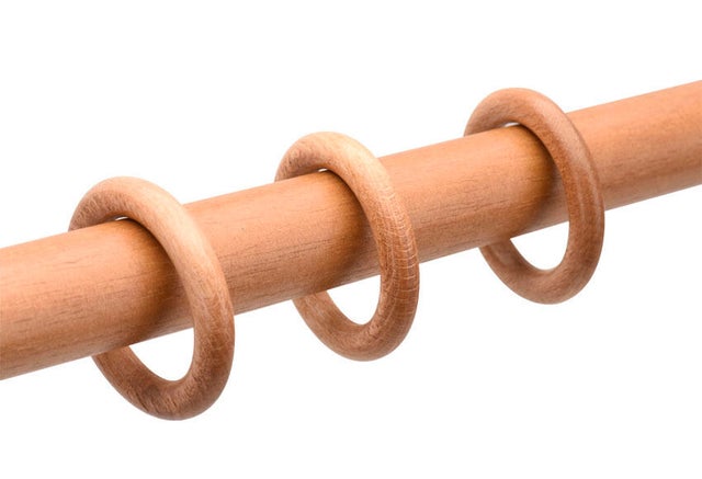10 Anillas para barra de cortina diámetro 28 mm redondas madera INSPIRE haya mate barnizado