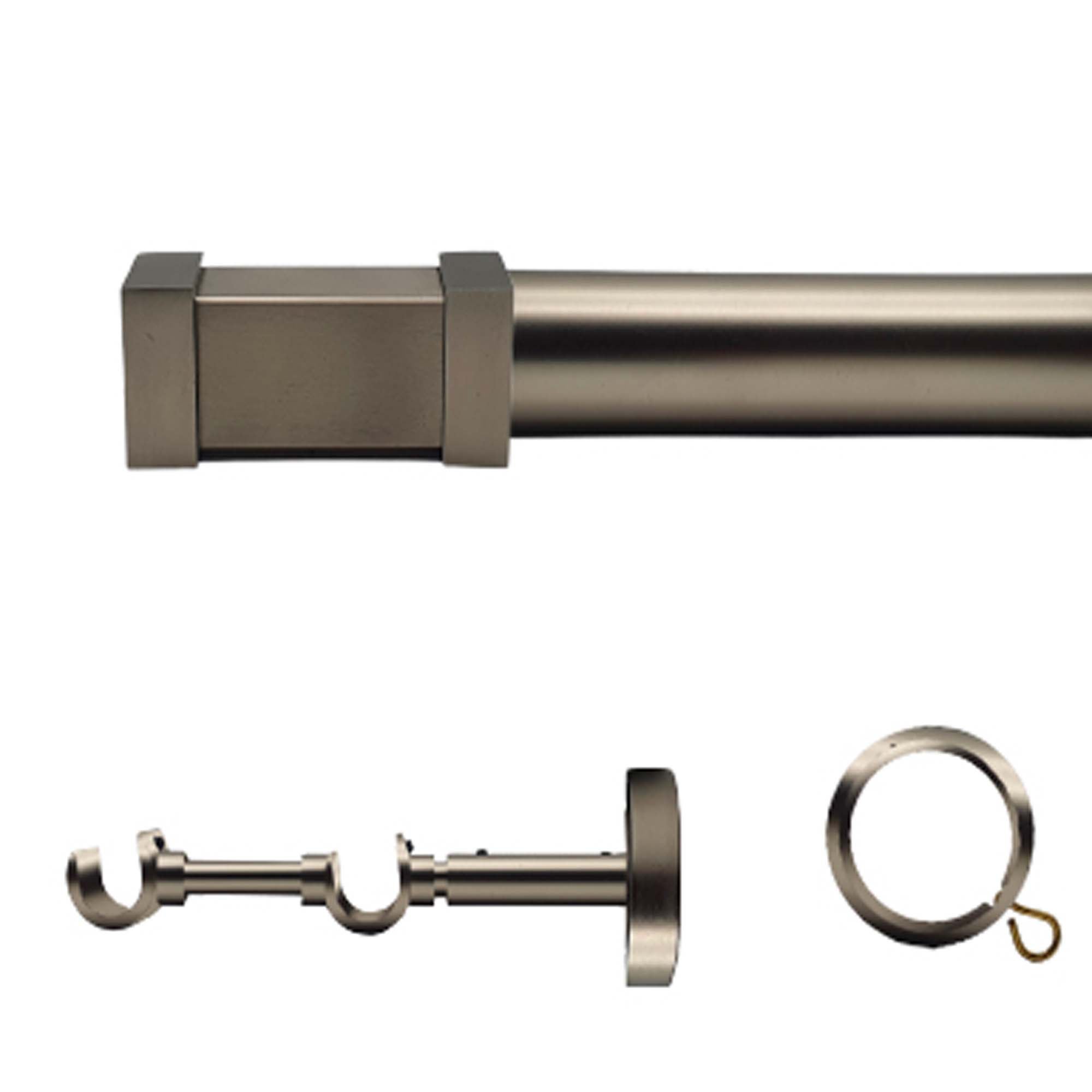 Kit barra de cortina anillas filo doble frentente d 30 mm 150 cm cromo mate