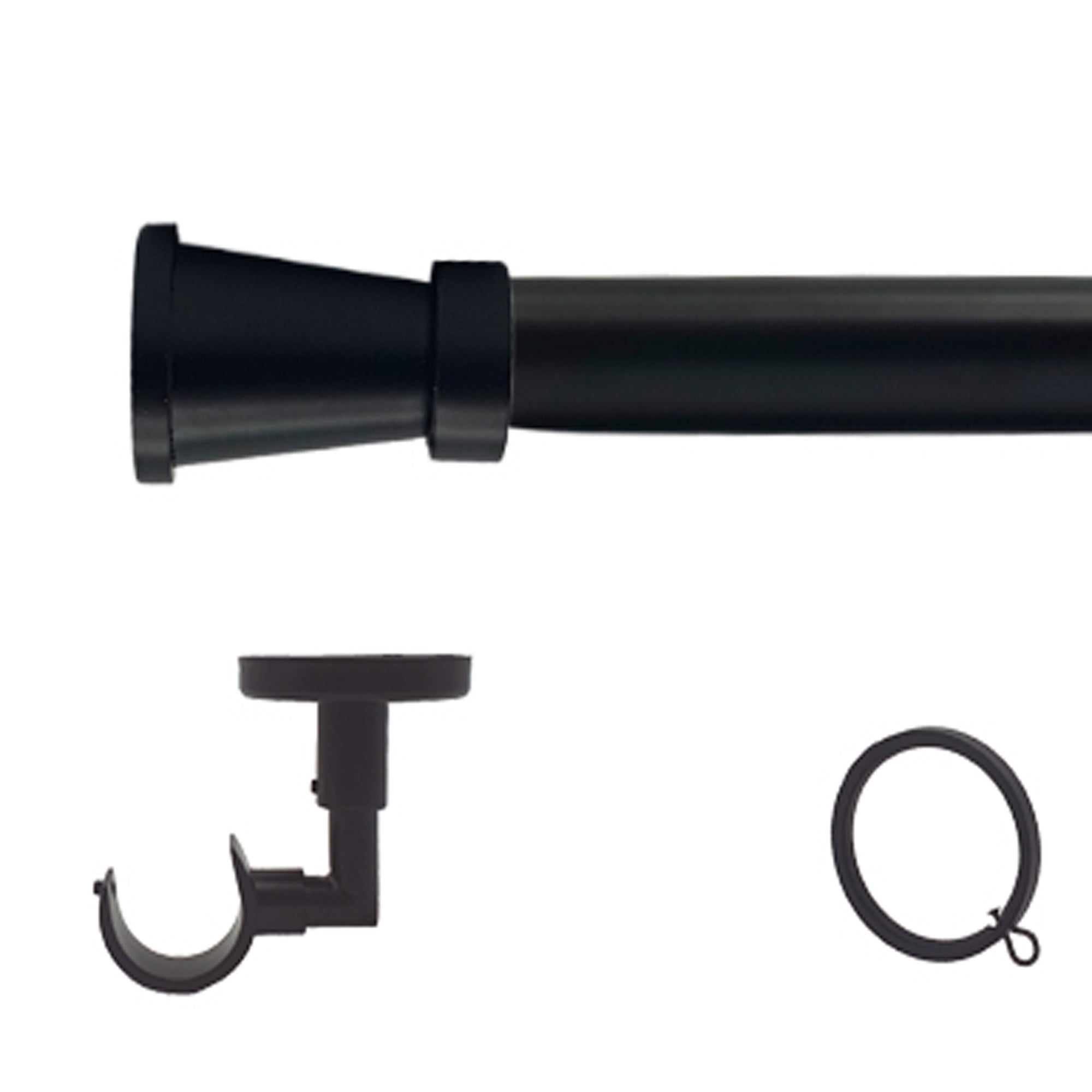 Kit barra de cortina anillas mena soporte techo d 30 mm 150 cm negro mate