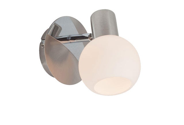 Aplique de pared para salón Tiara BRILLIANT de vidrio gris y de acero compatible con casquillo E14 IP20