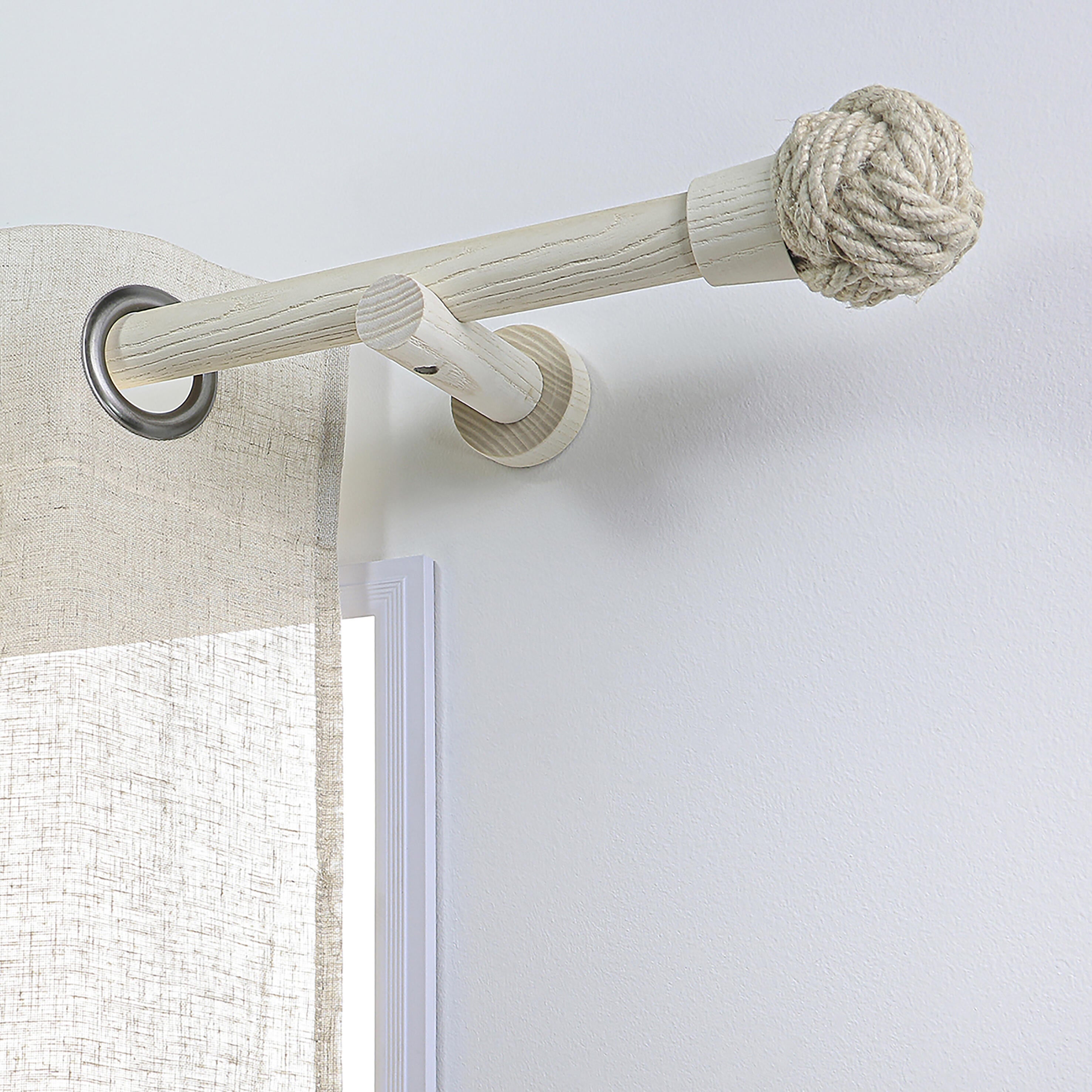 Barra de cortina madera color blanqueado mate Bohème MOBOIS diámetro 28 mm 200 cm - 2