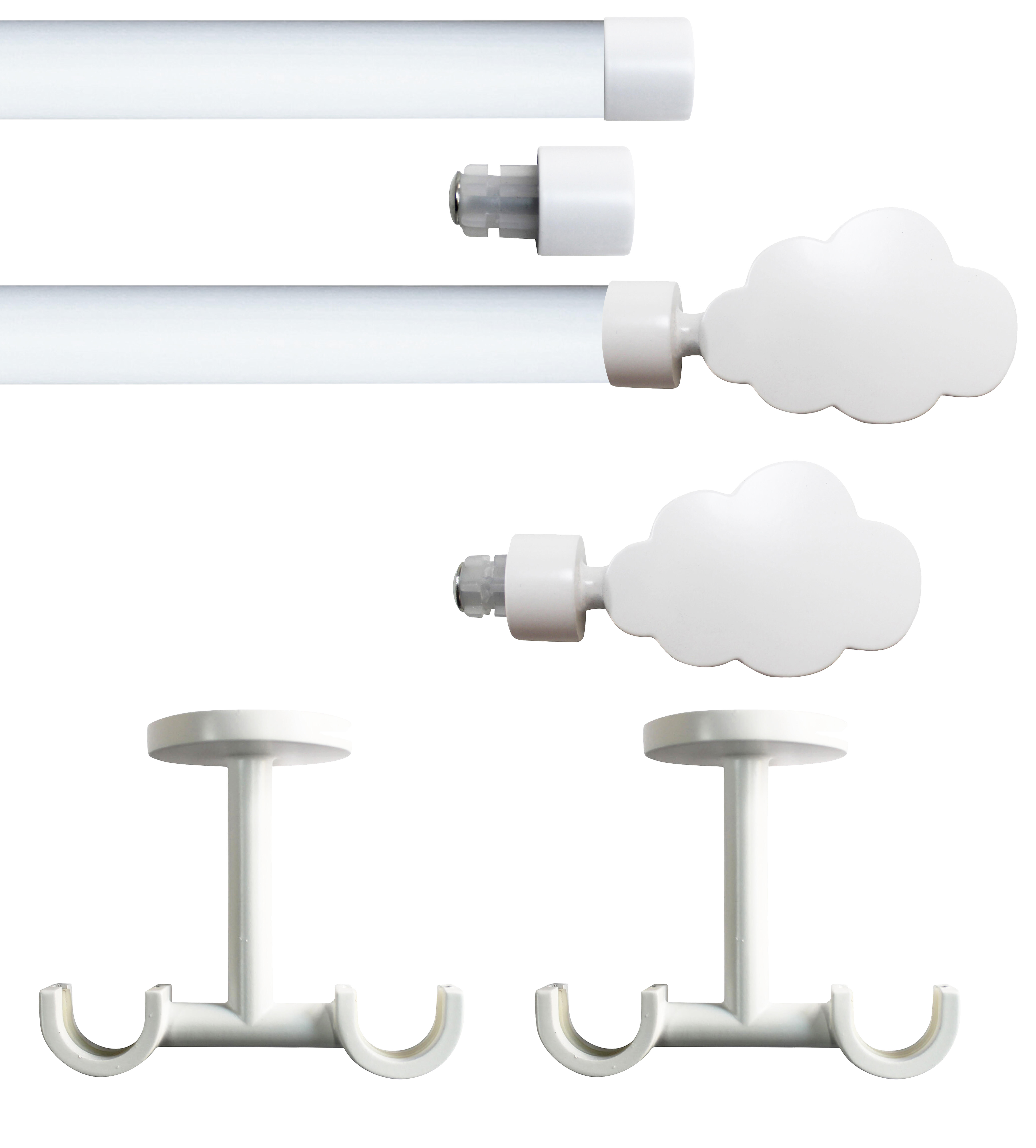 Set 2 barras de metal diámetro 20mm blanco a techo 1.50m inspire nube