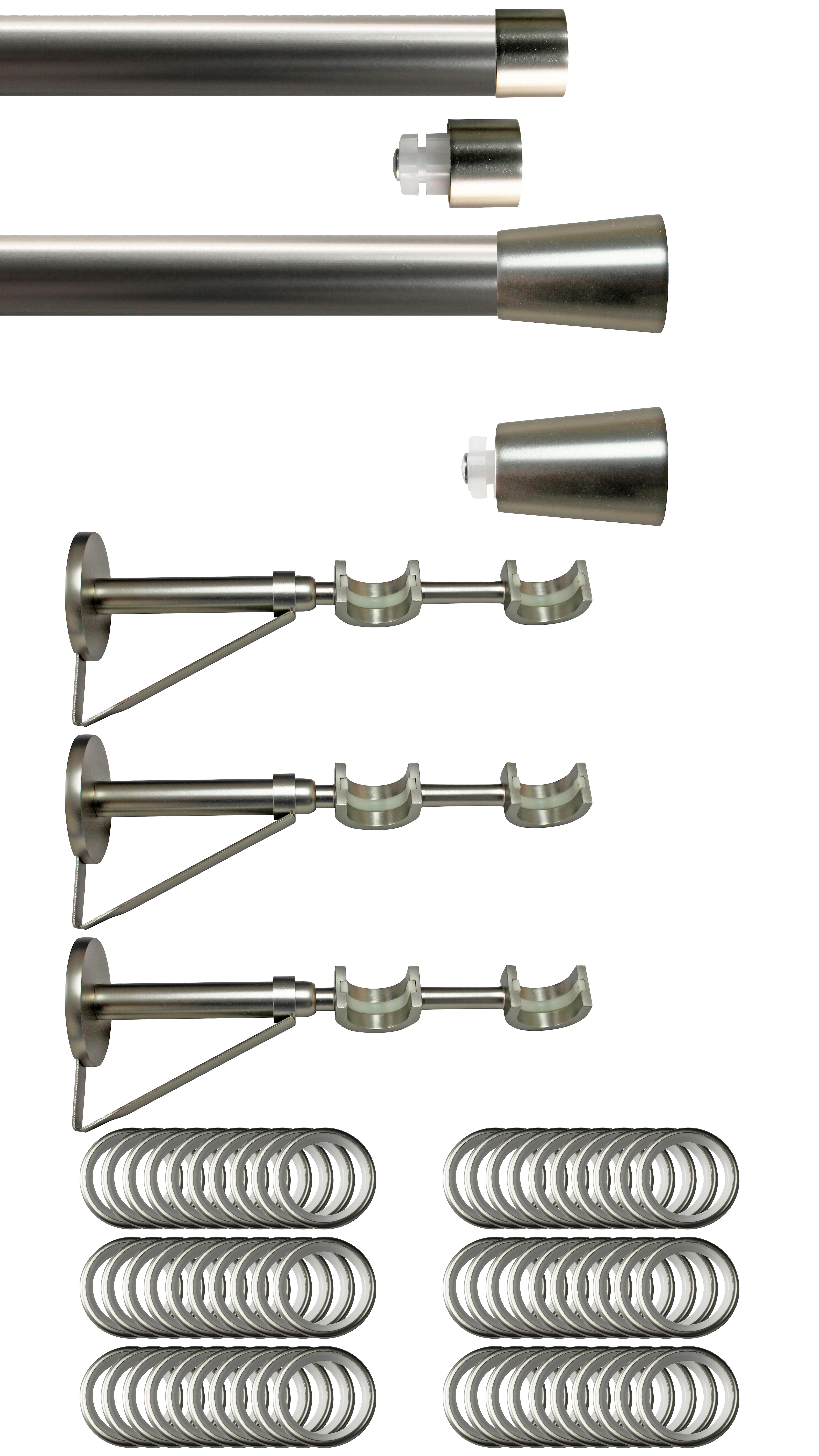 Set 2 barras de metal diámetro 28mm cromo a pared 2.5m inspire con anillas cop