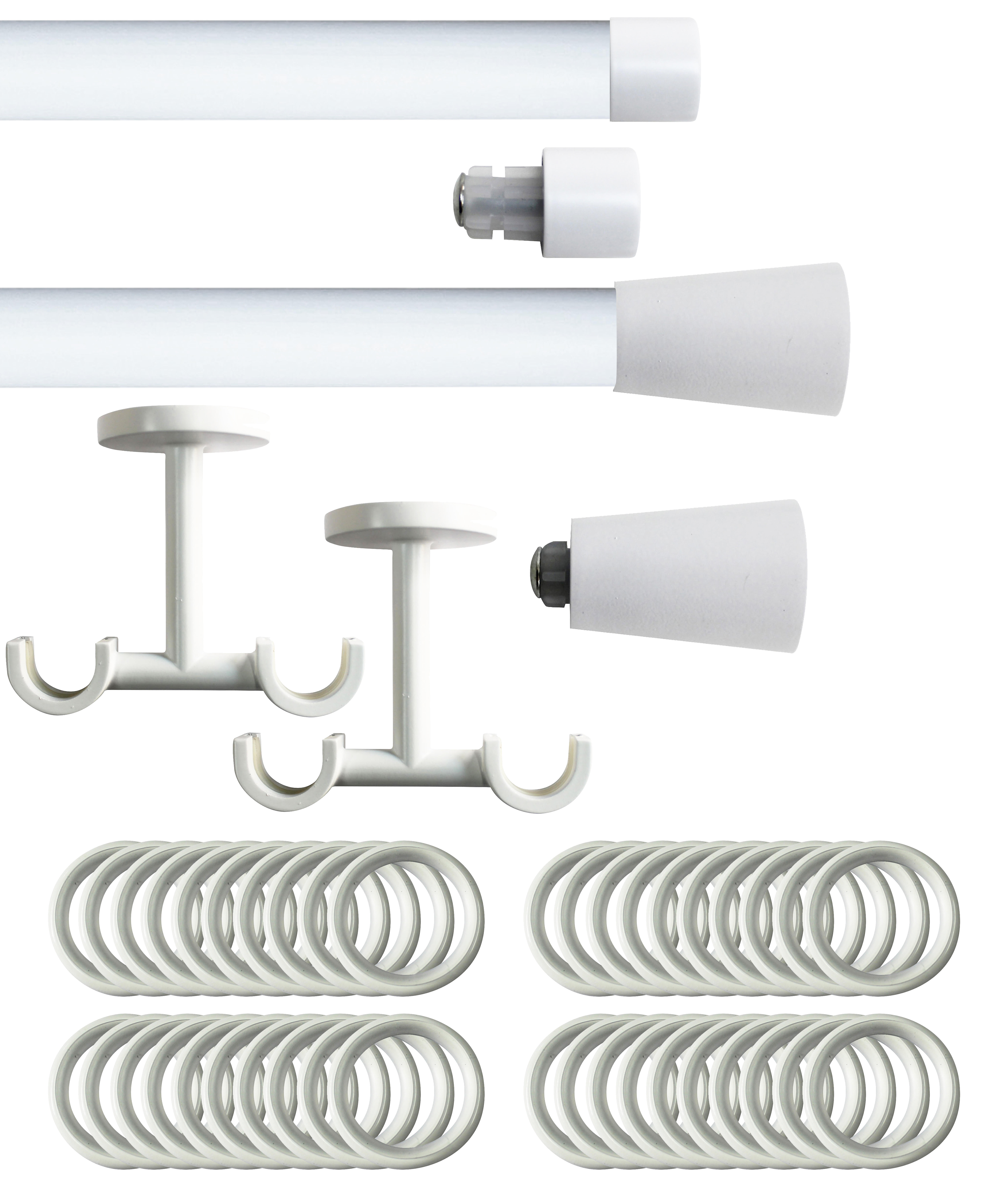 Set 2 barras de metal diámetro 20mm bla techo 1.50m inspire con anillas co