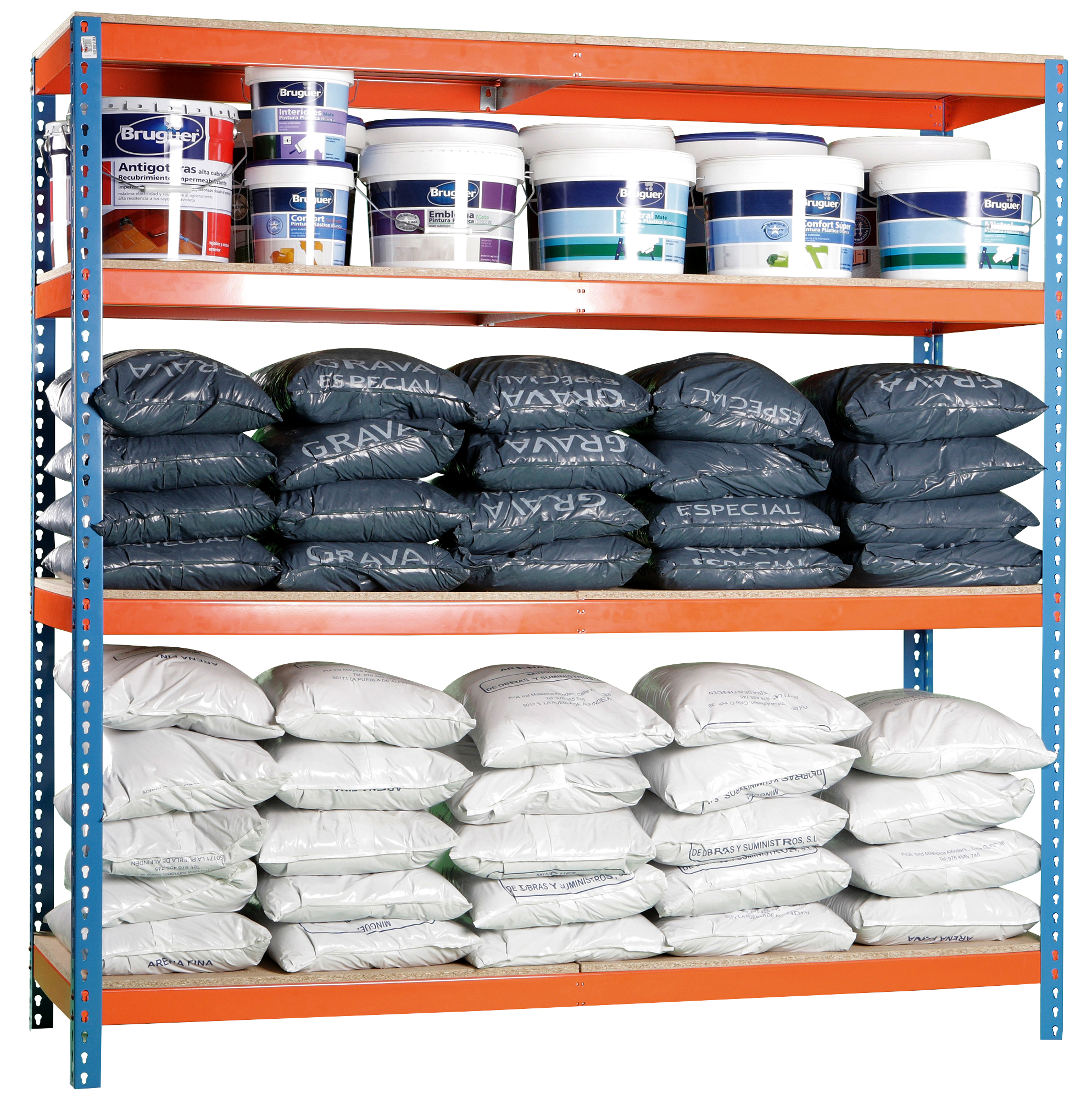 Estanteria ecoforte azul/naranja/ madera 200x120x45cm