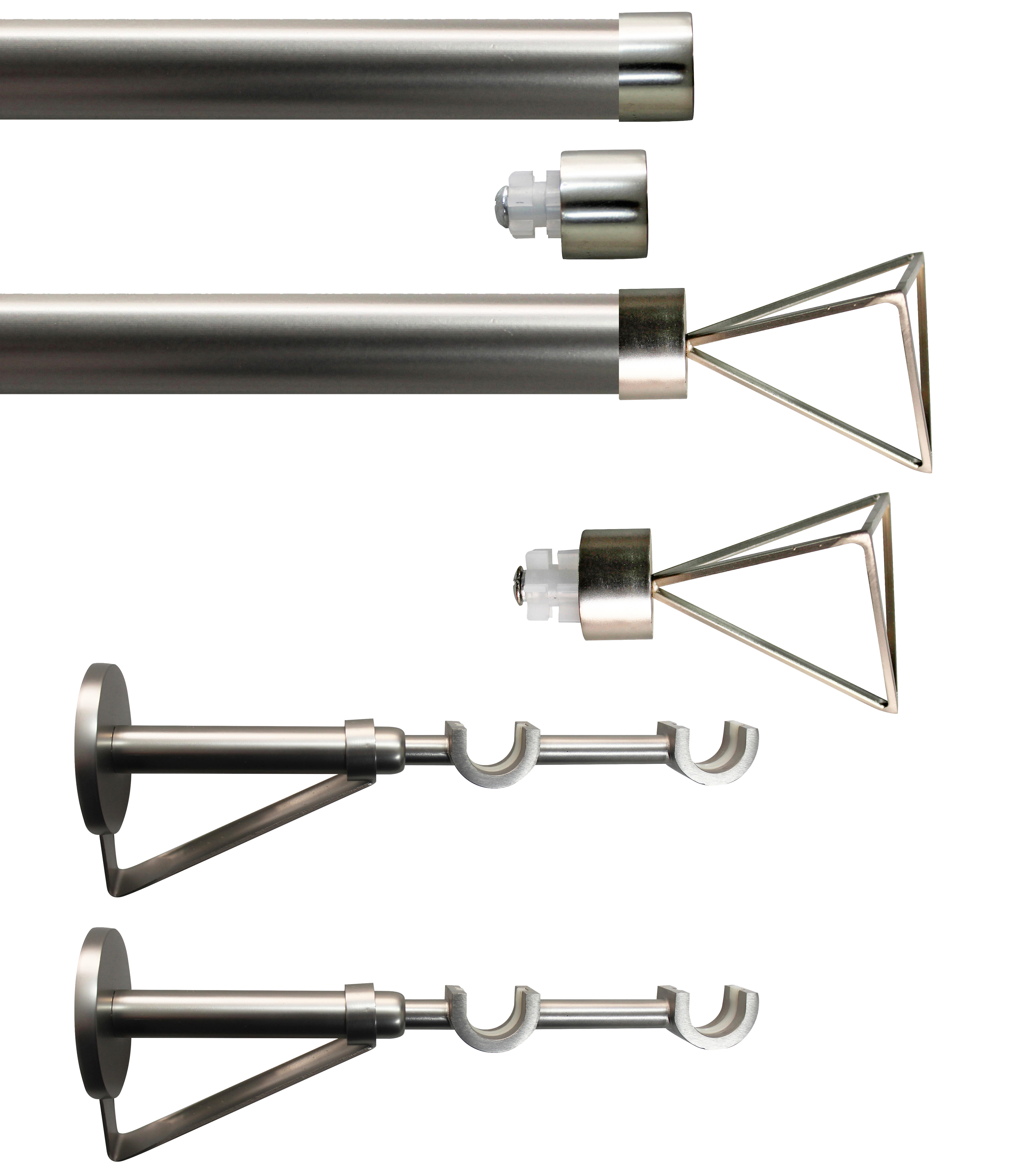 Set 2 barras de metal diámetro 20mm cromo a pared 2.5m inspire trapecio