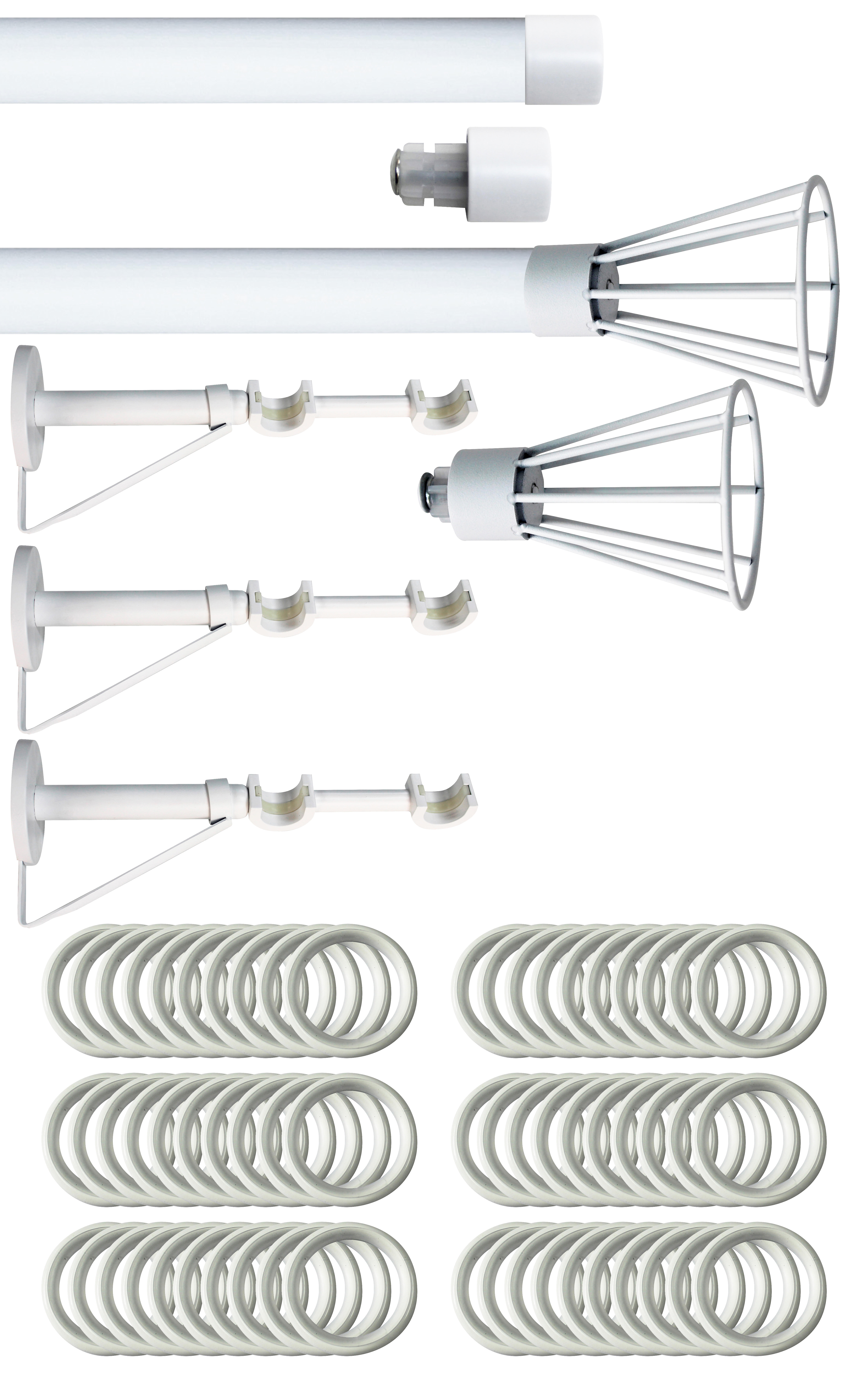 Set 2 barras de metal diámetro 20mm bl a pared 2.5m inspire con anillas co