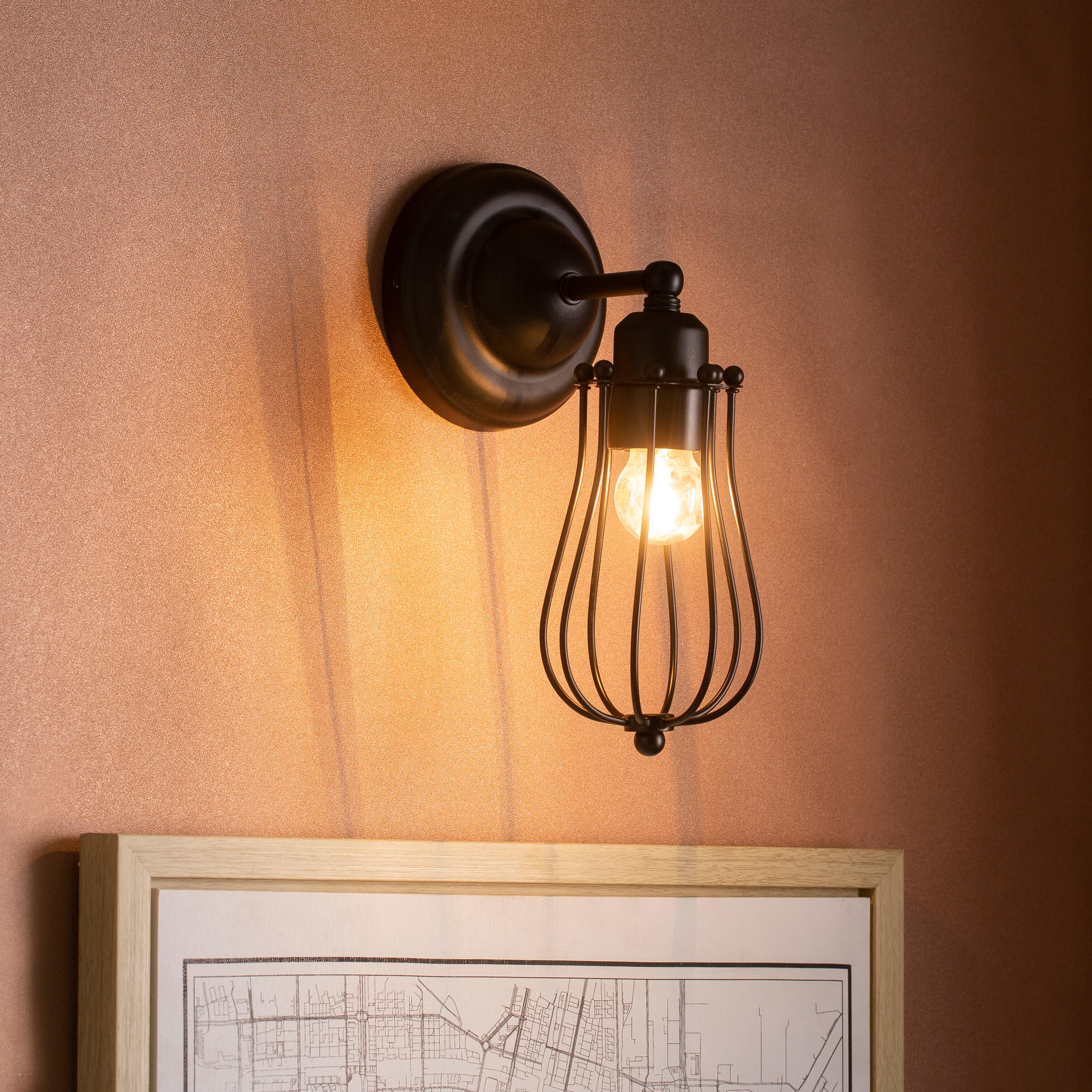 Aplique de acero Kansas de 1 luz E27 de color negro
 - 4