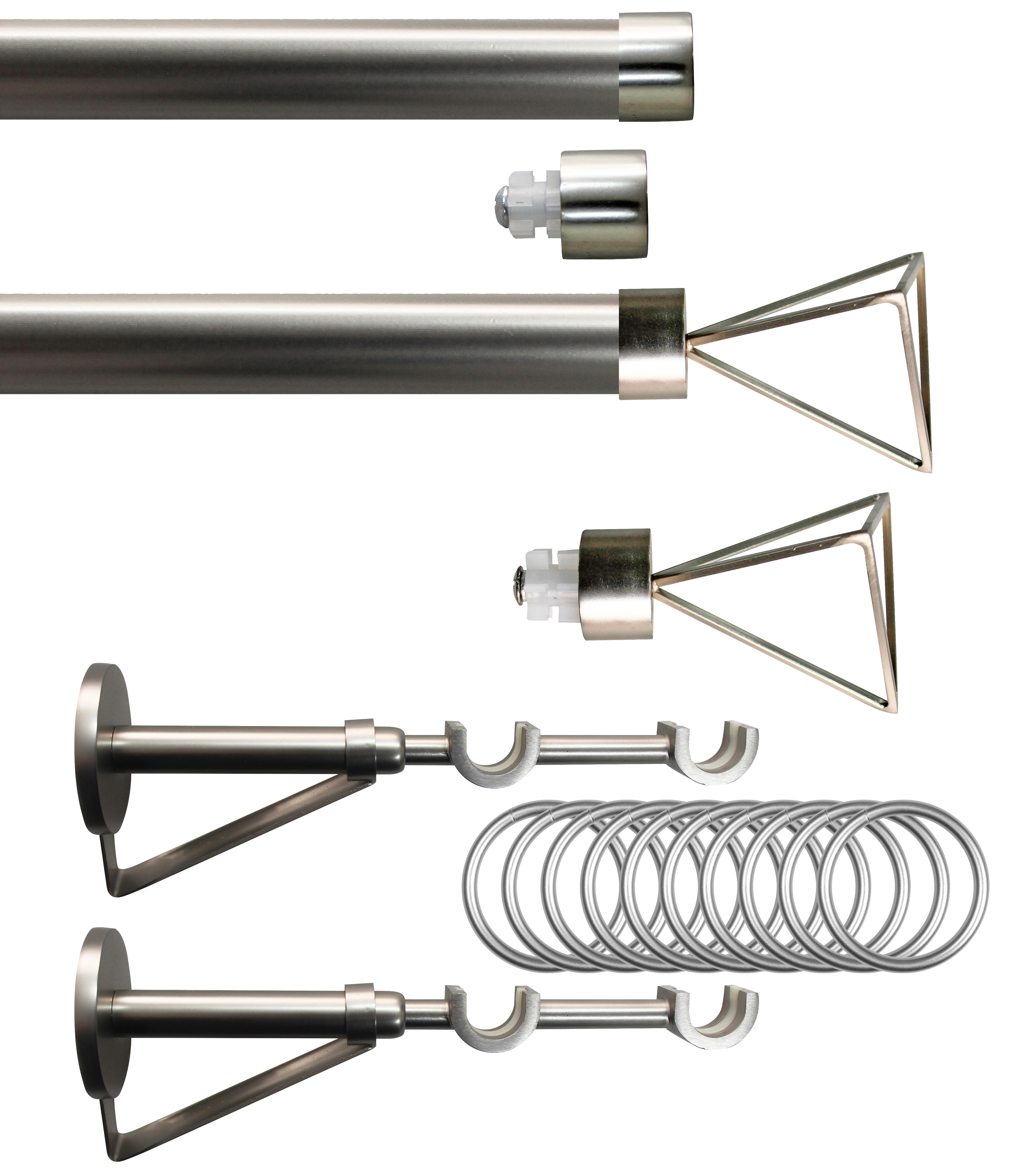 Set 2 barras metal diámetro 20mm cromo a pared 1.50m inspire c/anillas trapecio