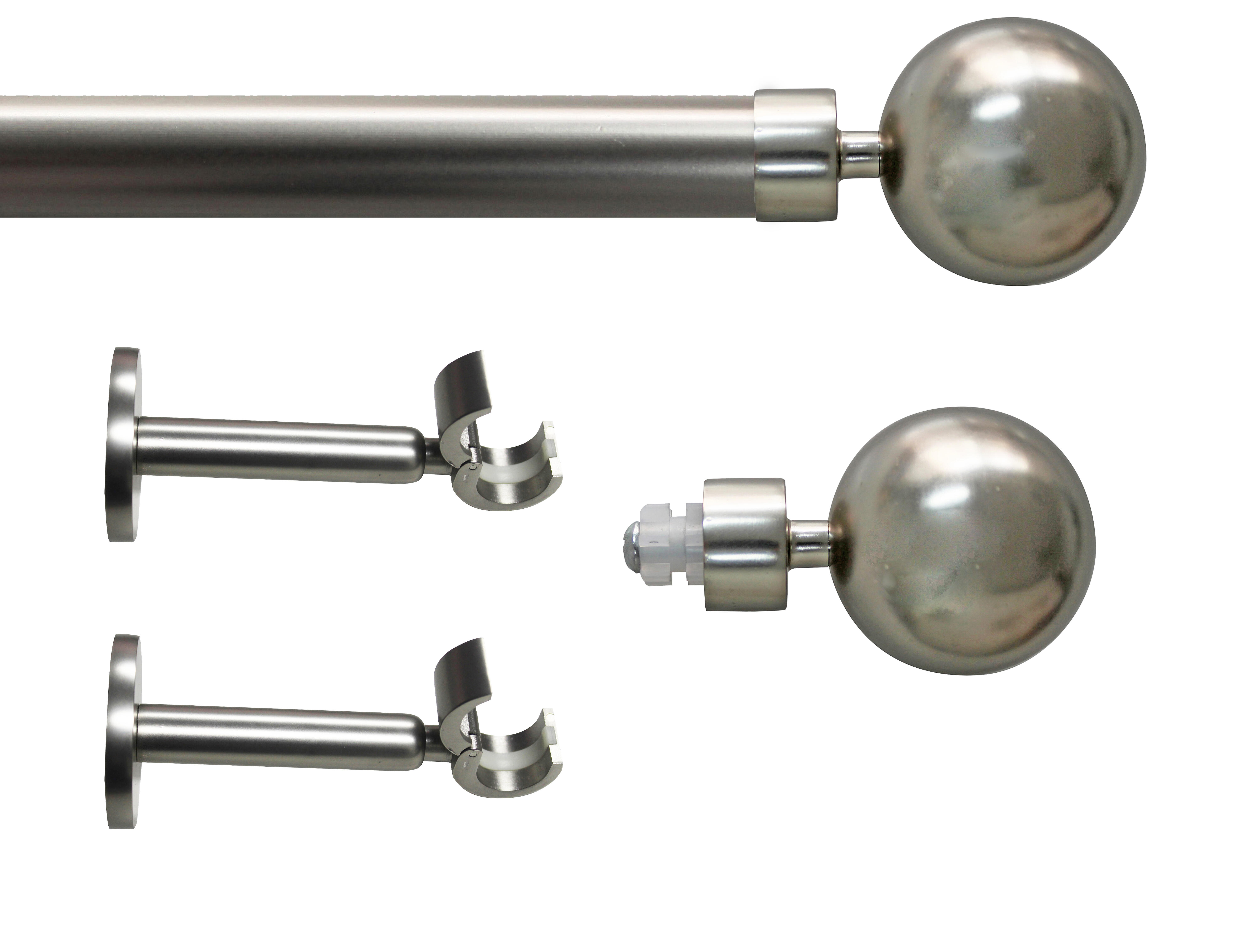 Set barra de metal diámetro 28mm cromo a pared 1.50m inspire bola