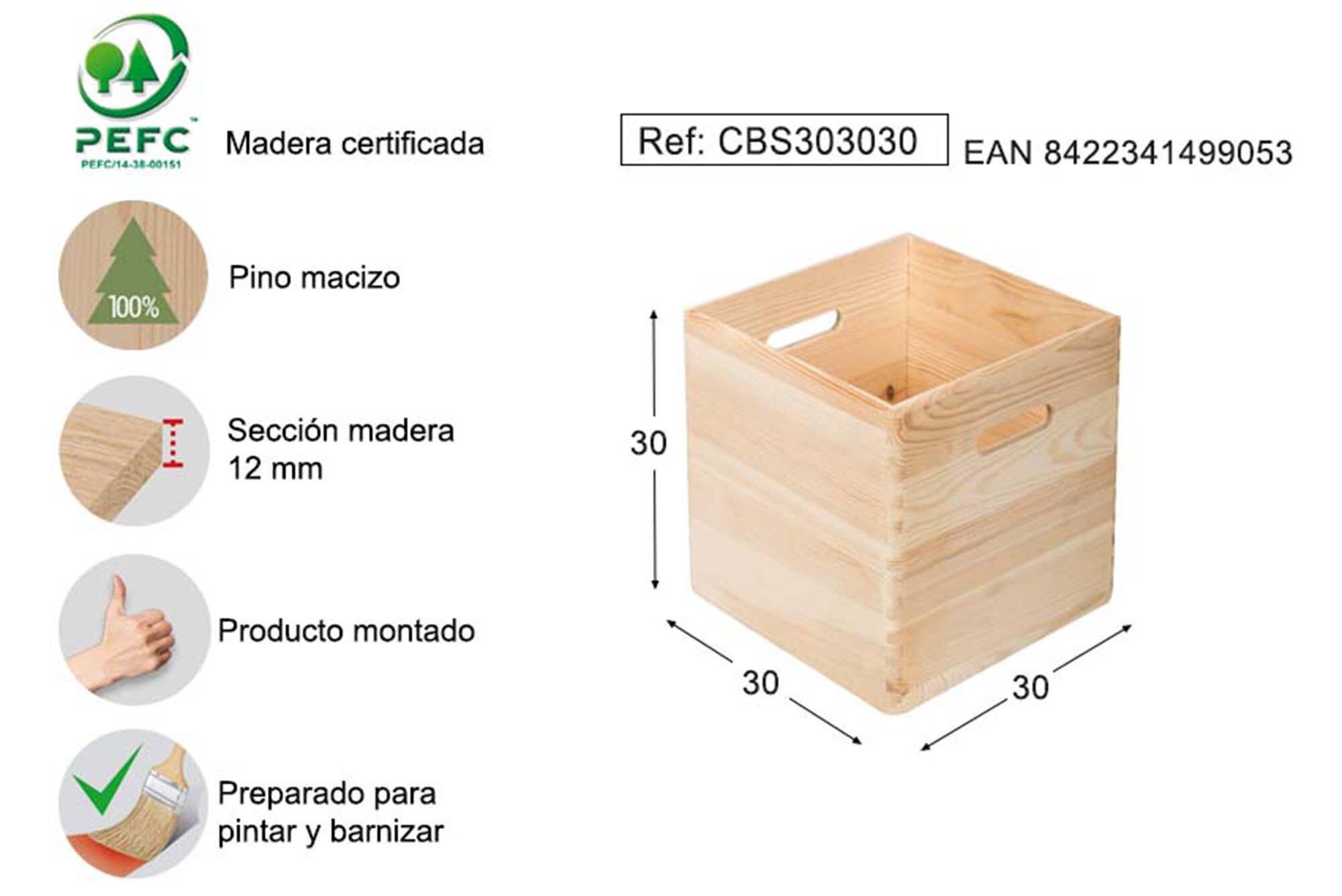 Cesta in legno ASTIGARRAGA chiaro P 30 x L 30 x H 30 cm - 17