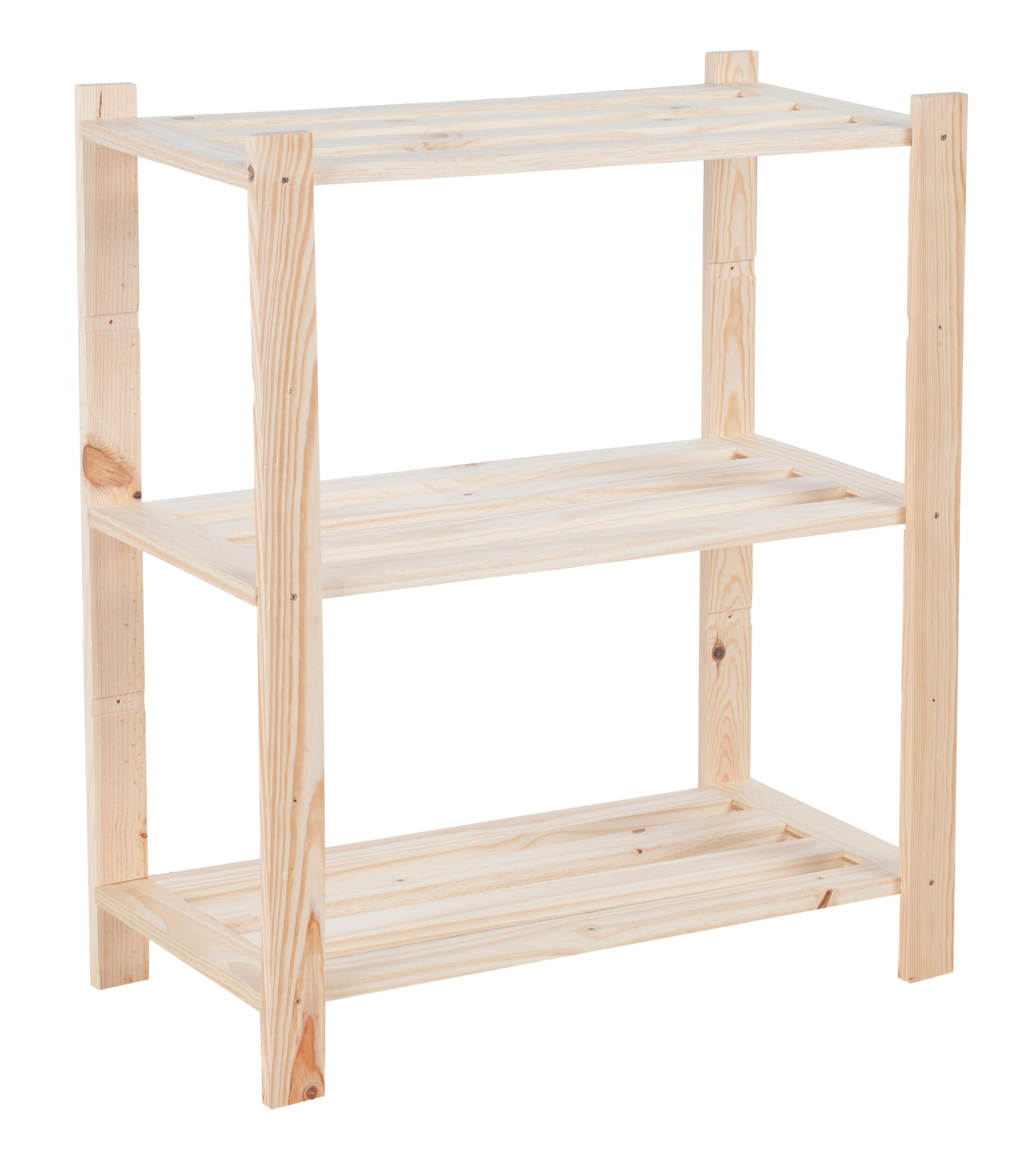 Estantería de madera de pino macizo 3 baldas 90x75x40cm 150kg