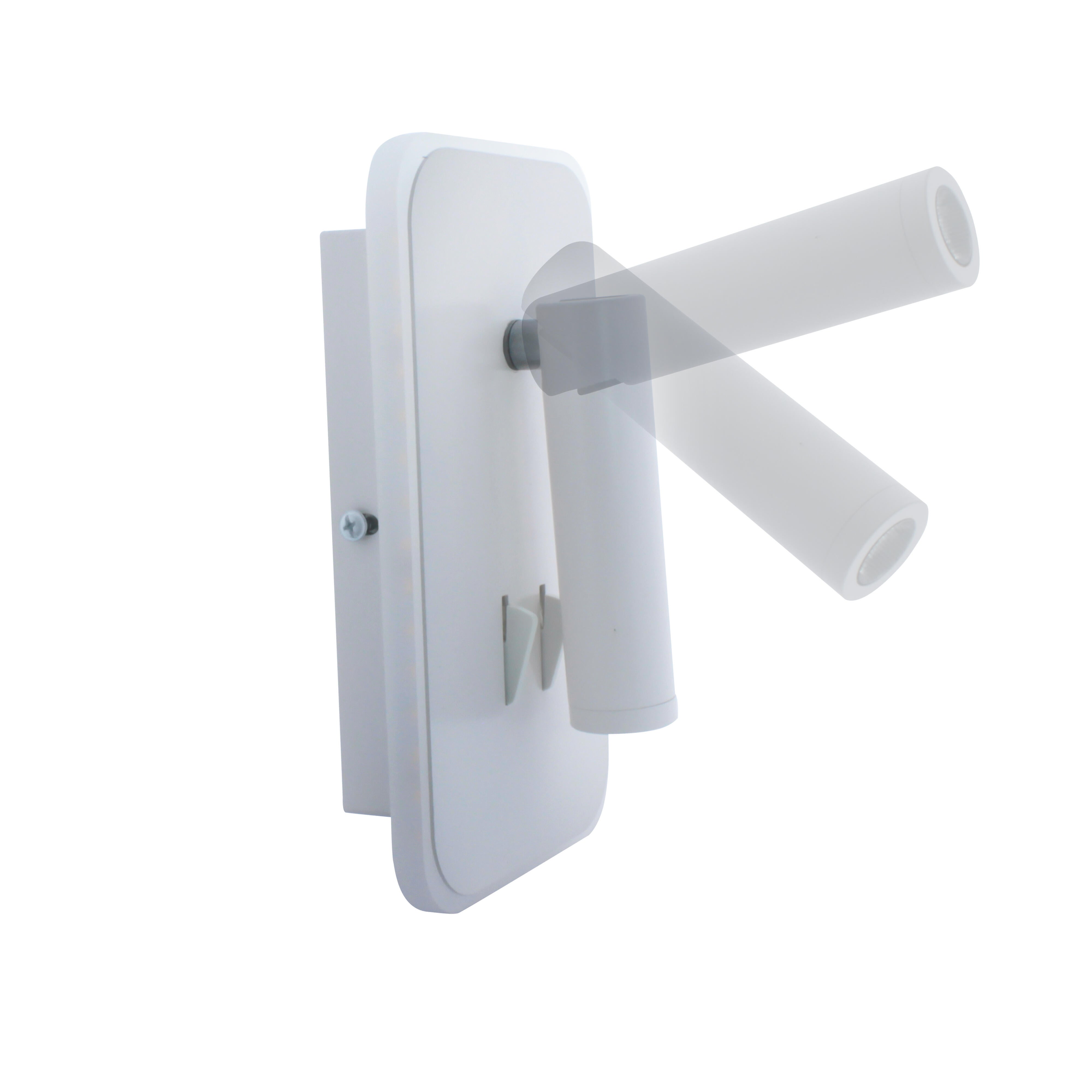 Aplique LED Geria, 11W+3W, 1210+330LM, 3000k, 2 interruptores, metal, blanco - 6