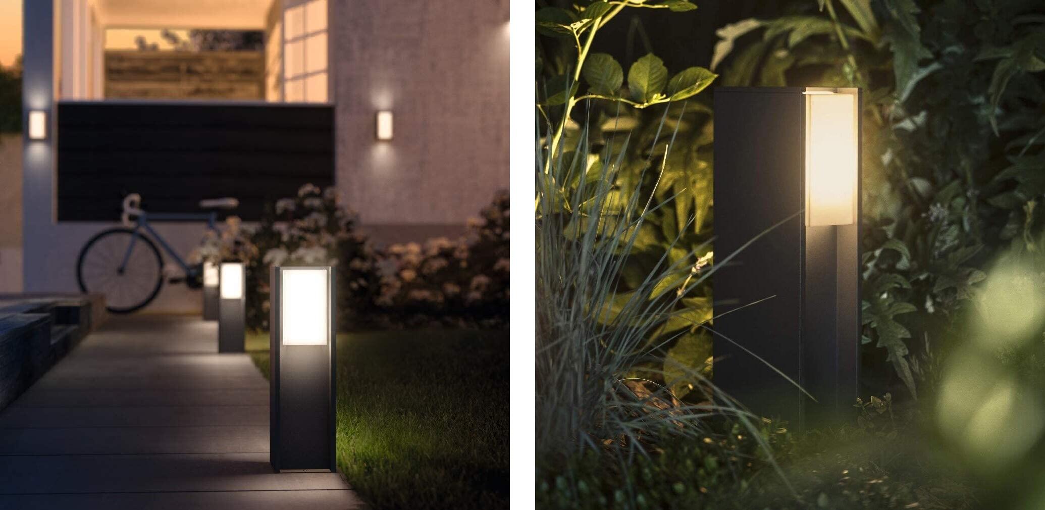 Baliza de jardín exterior E27 Philips 40.2 cm negro resistencia IP44 - 2