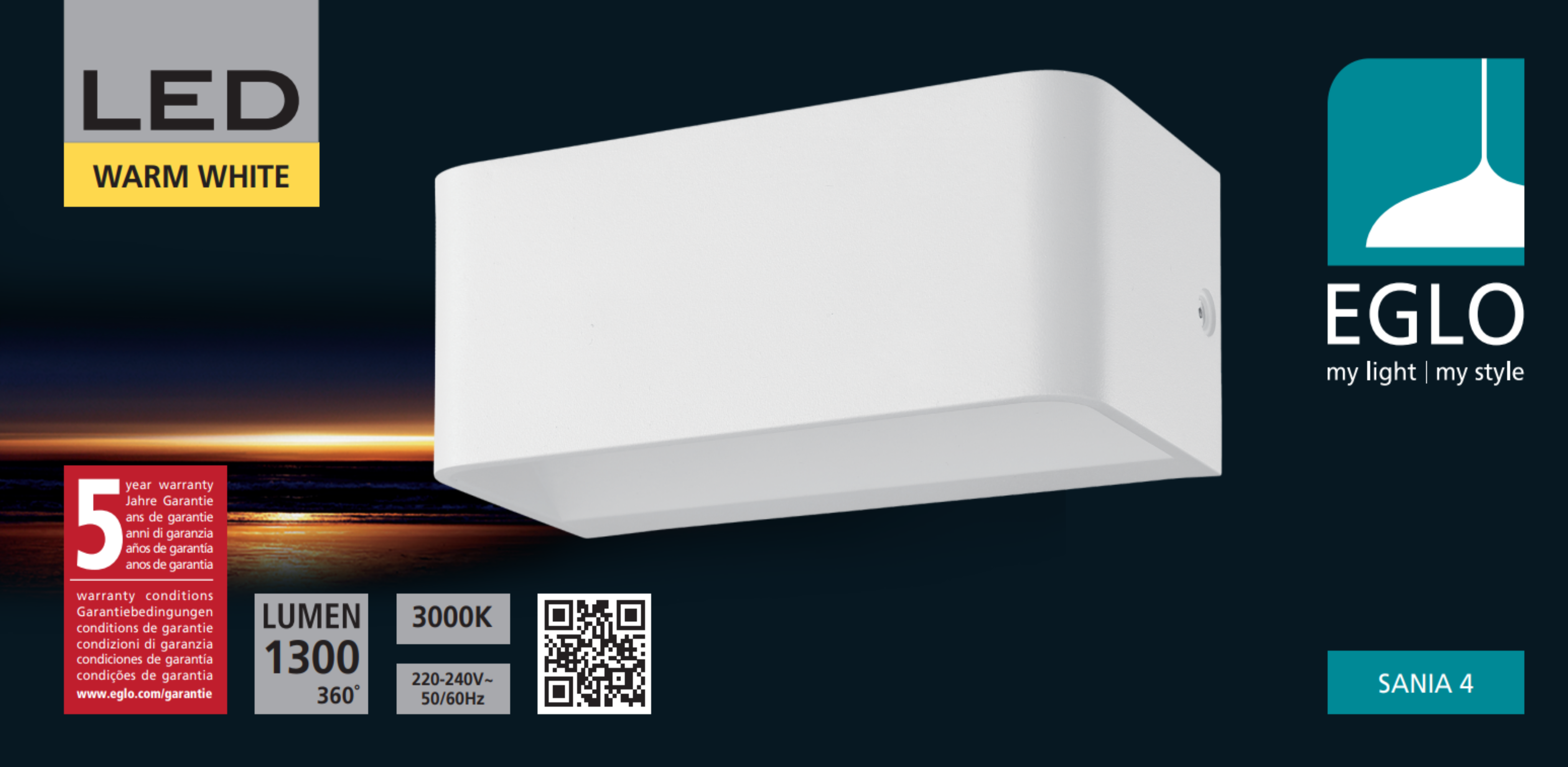 Candeeiro de parede LED SANIA 10W 1100LM IP20 BRANCO - 4