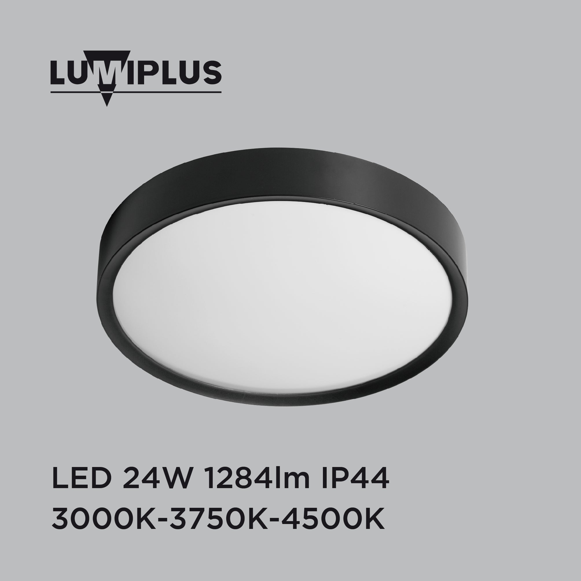 Plafón led asli 1800lm color luz regulable ip44 negro
