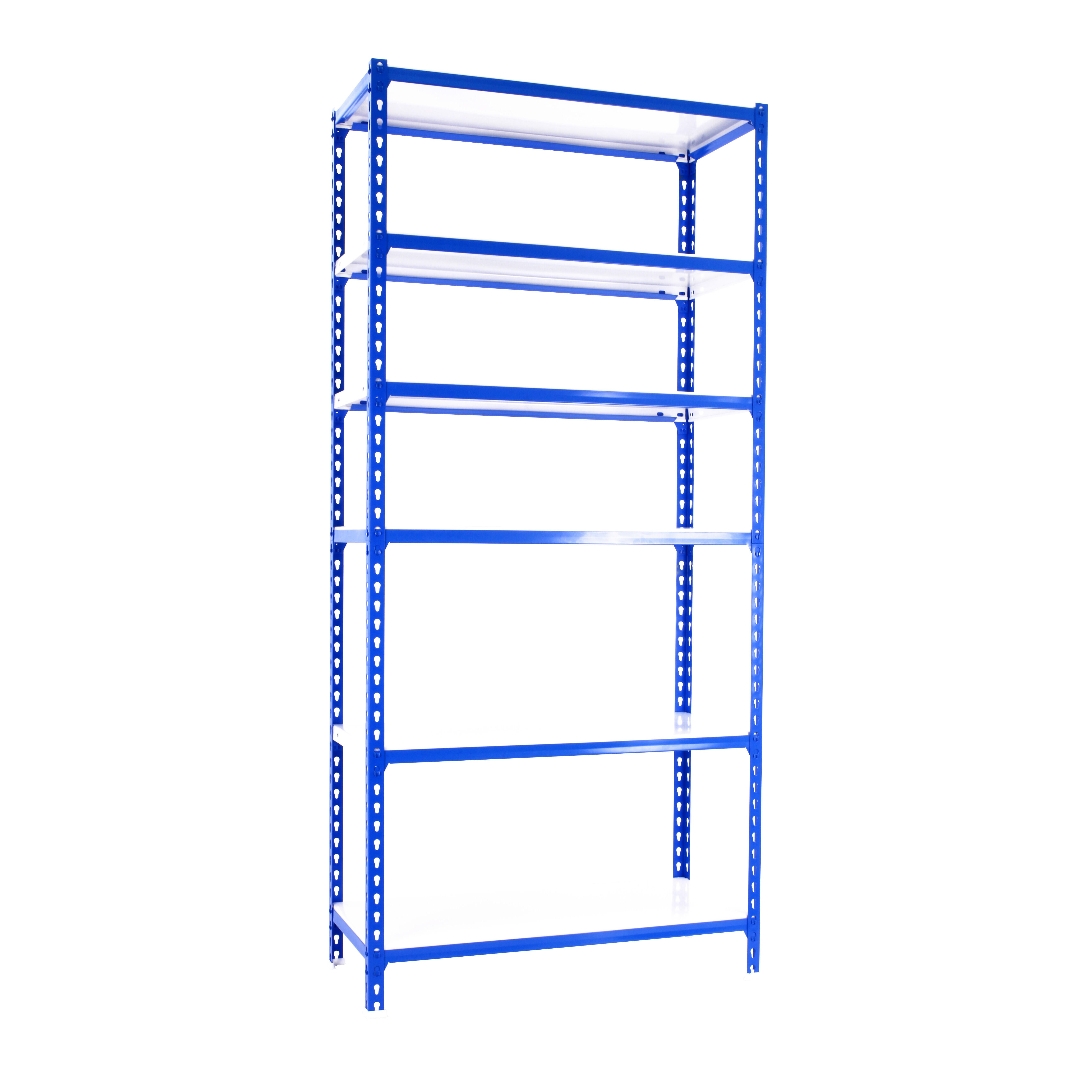 Estantería metálica en kit de 250x100x50cm y carga máx.180 kg por balda color azul/blanco