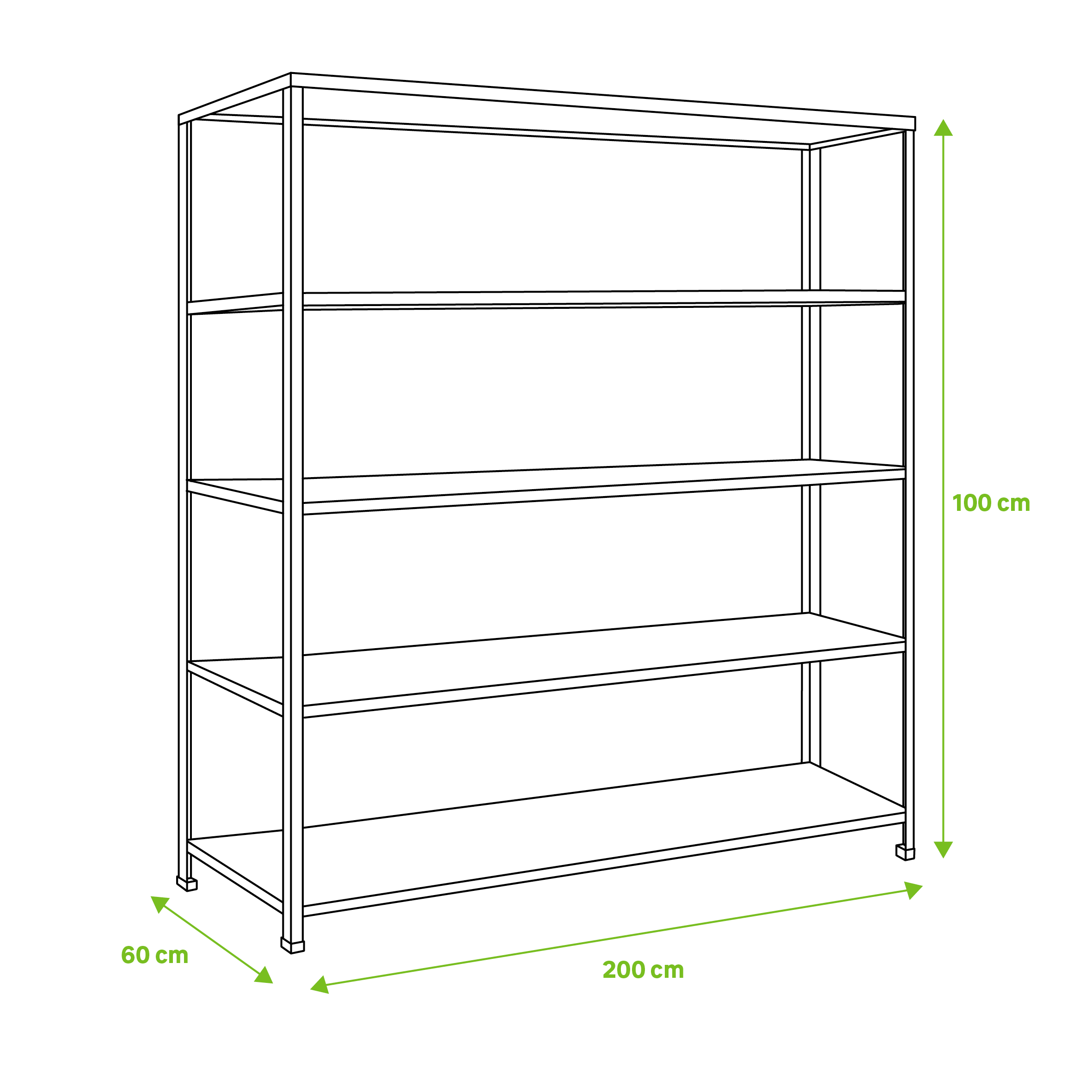 Estante metálica azul 5 prateleiras madeira 100x60x200cm 300kg Simonrack - 4