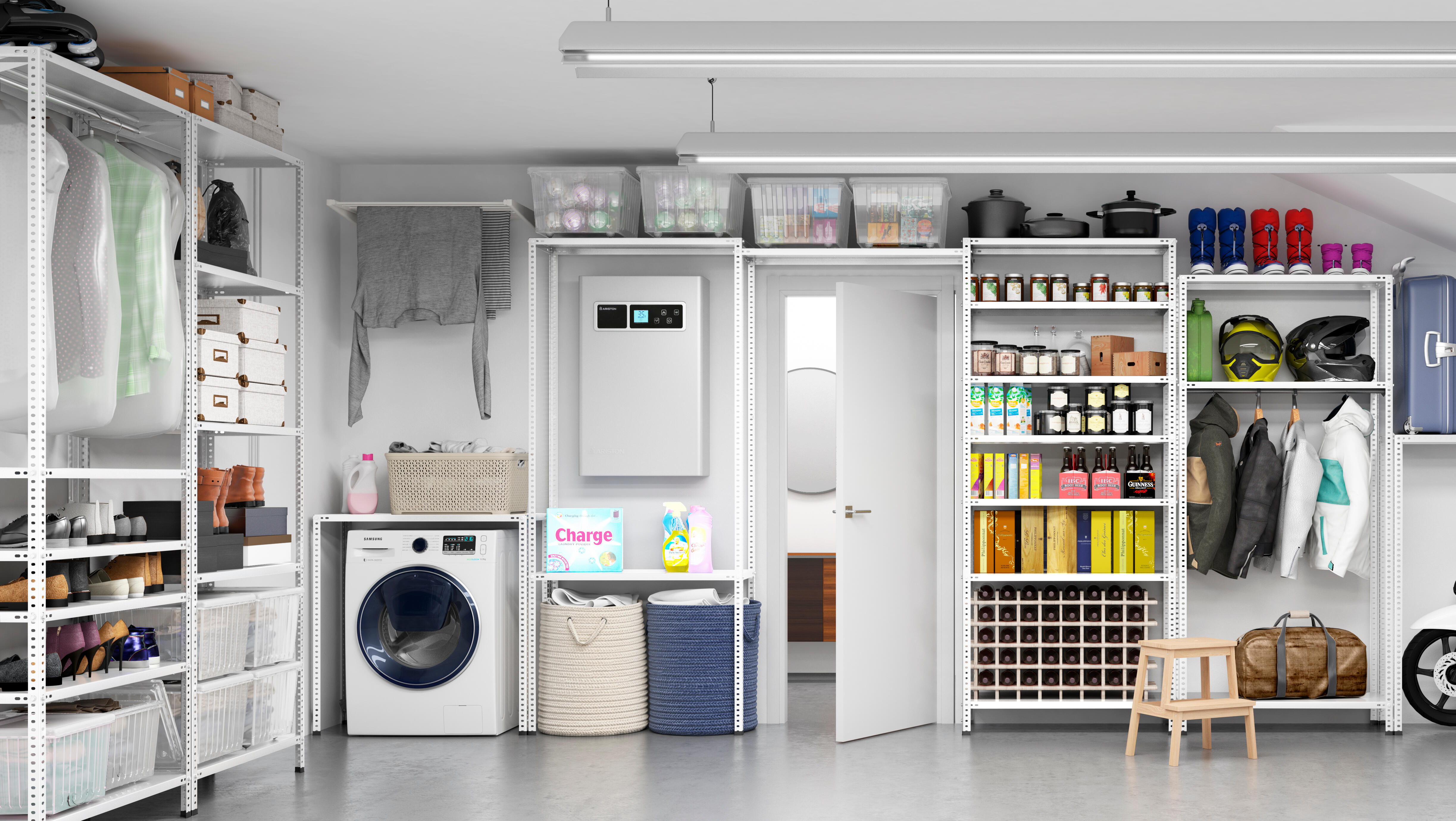 Estante metálica com parafusos branca 5 prateleiras 180X90X30 cm 80 kg AR STORAGE SOLUTIONS - 3
