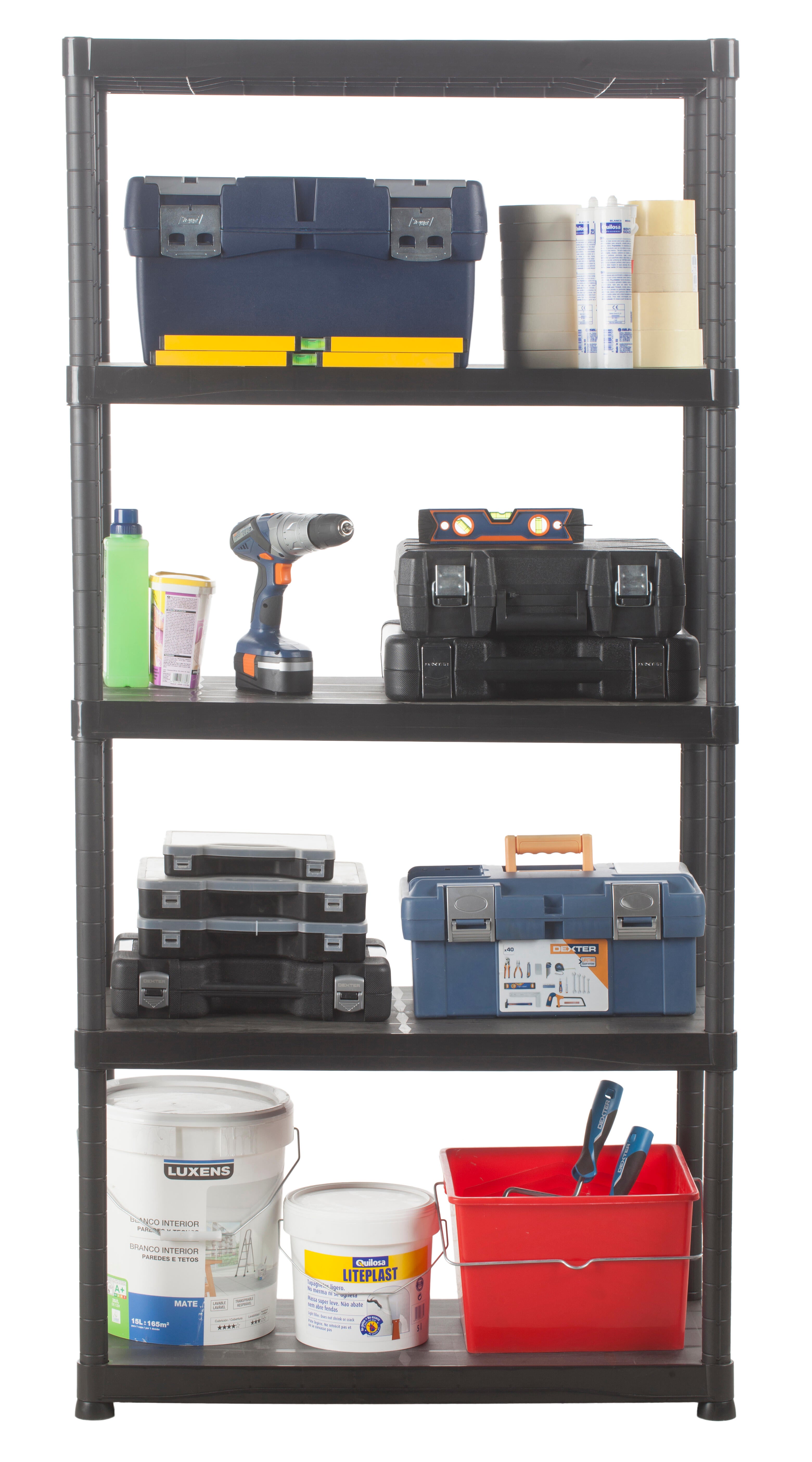 Estante em PVC preto 5 prateleiras 180x90x40 cm 200 kg Tayg Home - 11