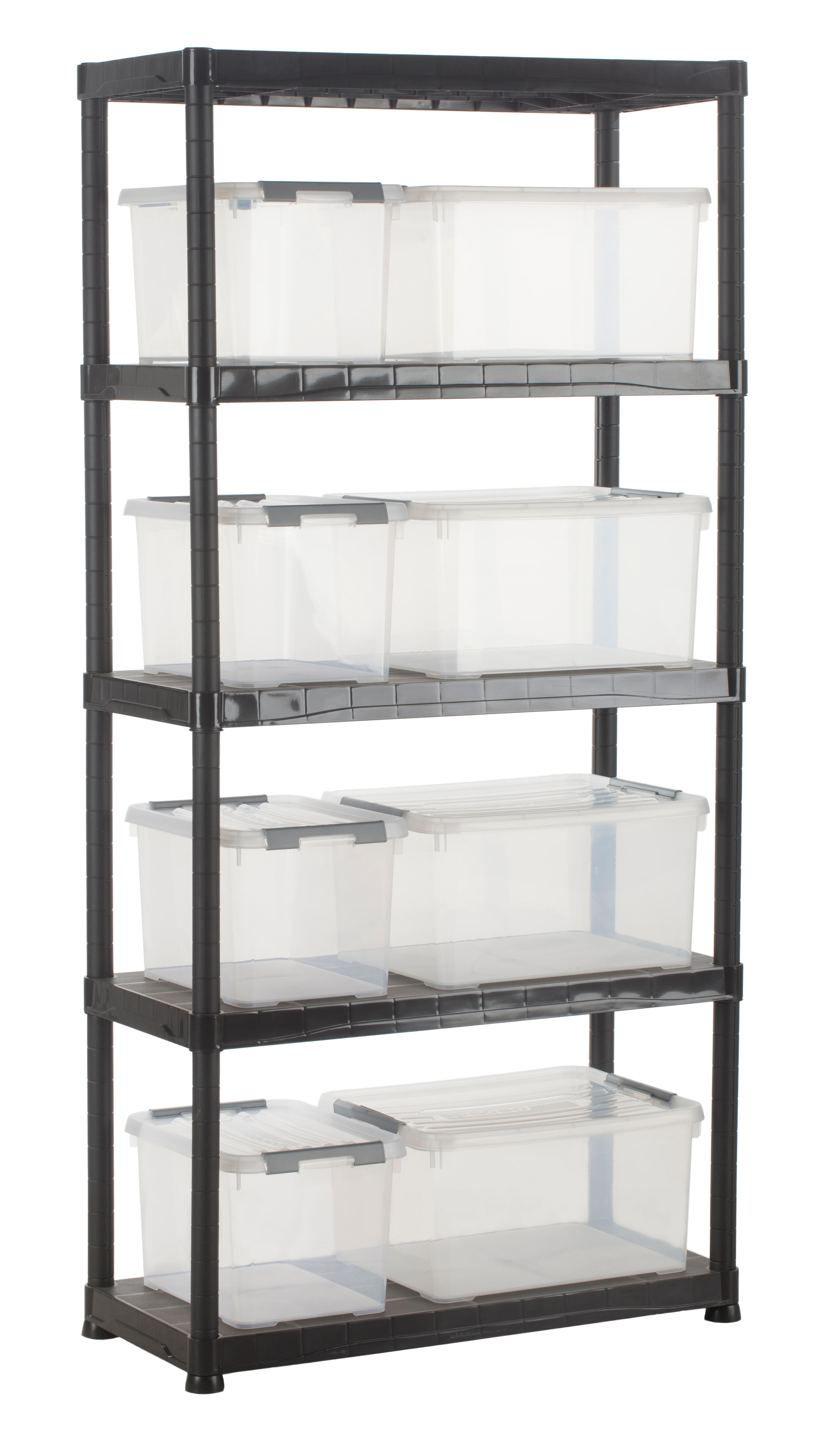 Estante em PVC preto 5 prateleiras 180x90x40 cm 200 kg Tayg Home - 10
