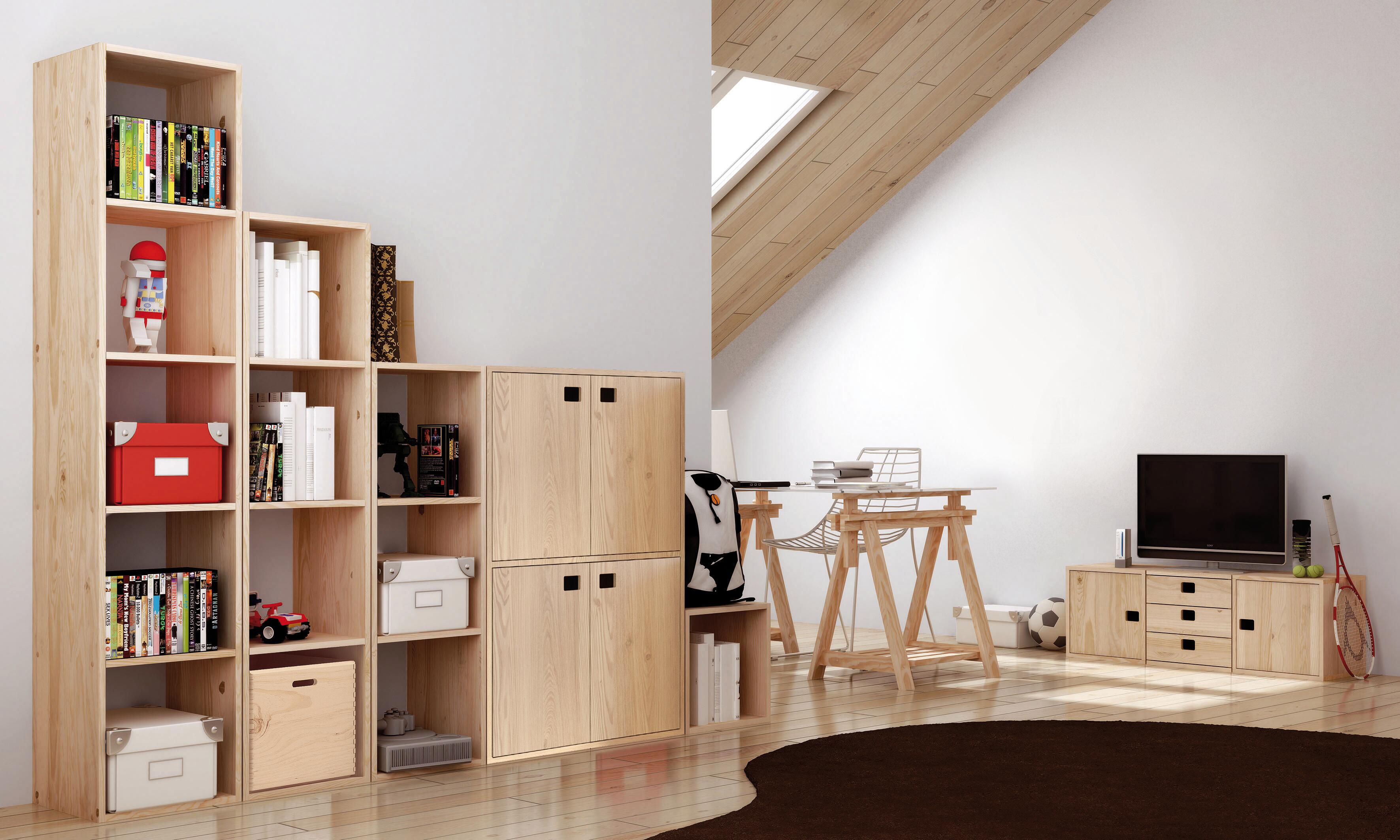 Estantería de madera en kit Dinamic de 70,8x105,4x33 cm y 50 kg max, por balda - 13