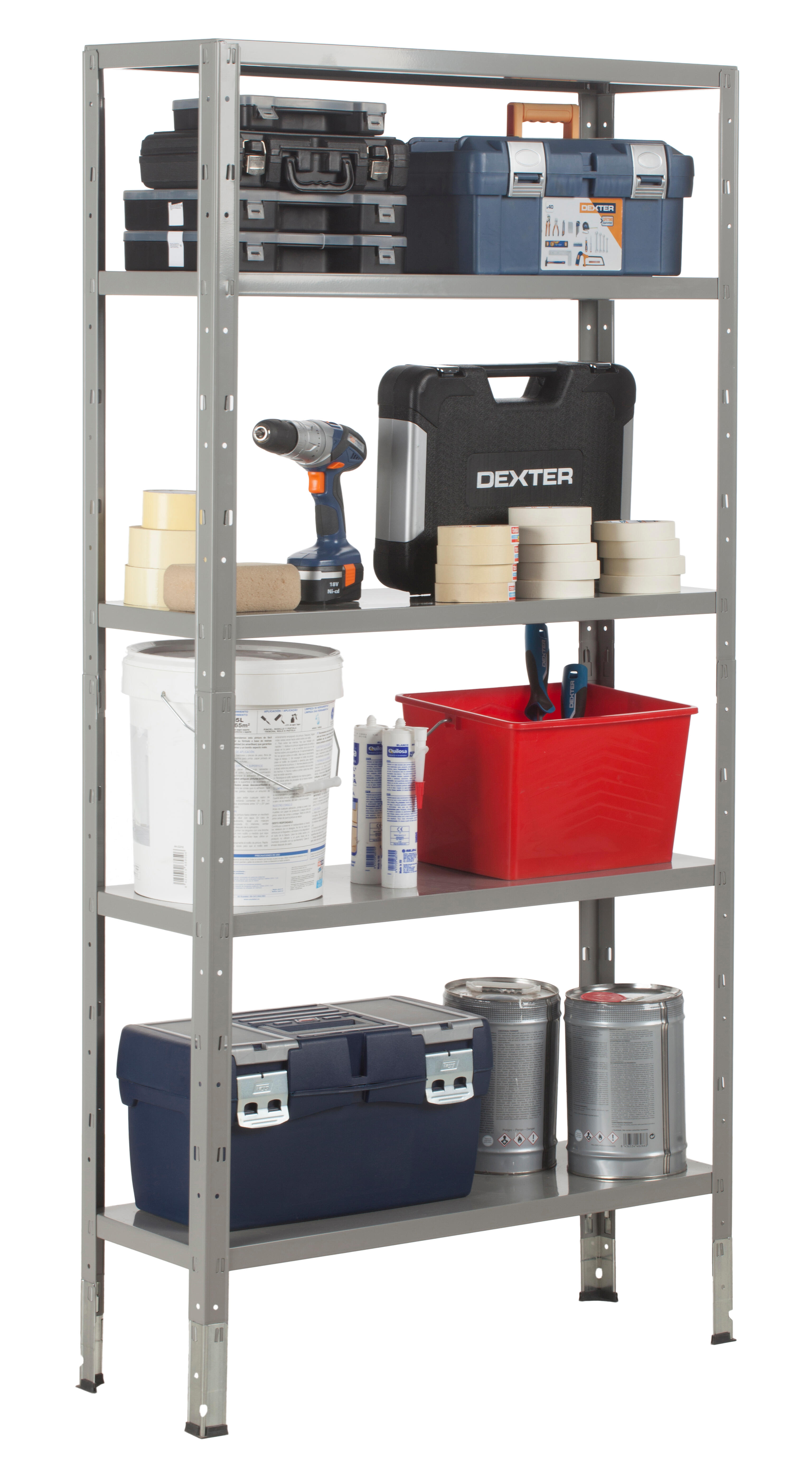 Estantería en kit de acero gris de 30x90 cm y carga max. 70 kg por balda
