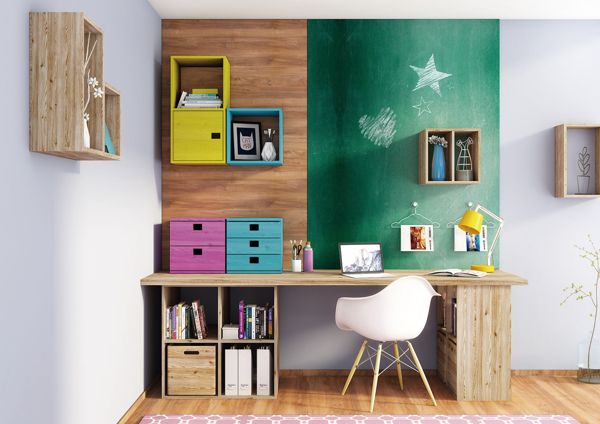 Estantería Dinamic modular con 6 cubos de madera maciza de pino 105,4x70,8x33cm - 6