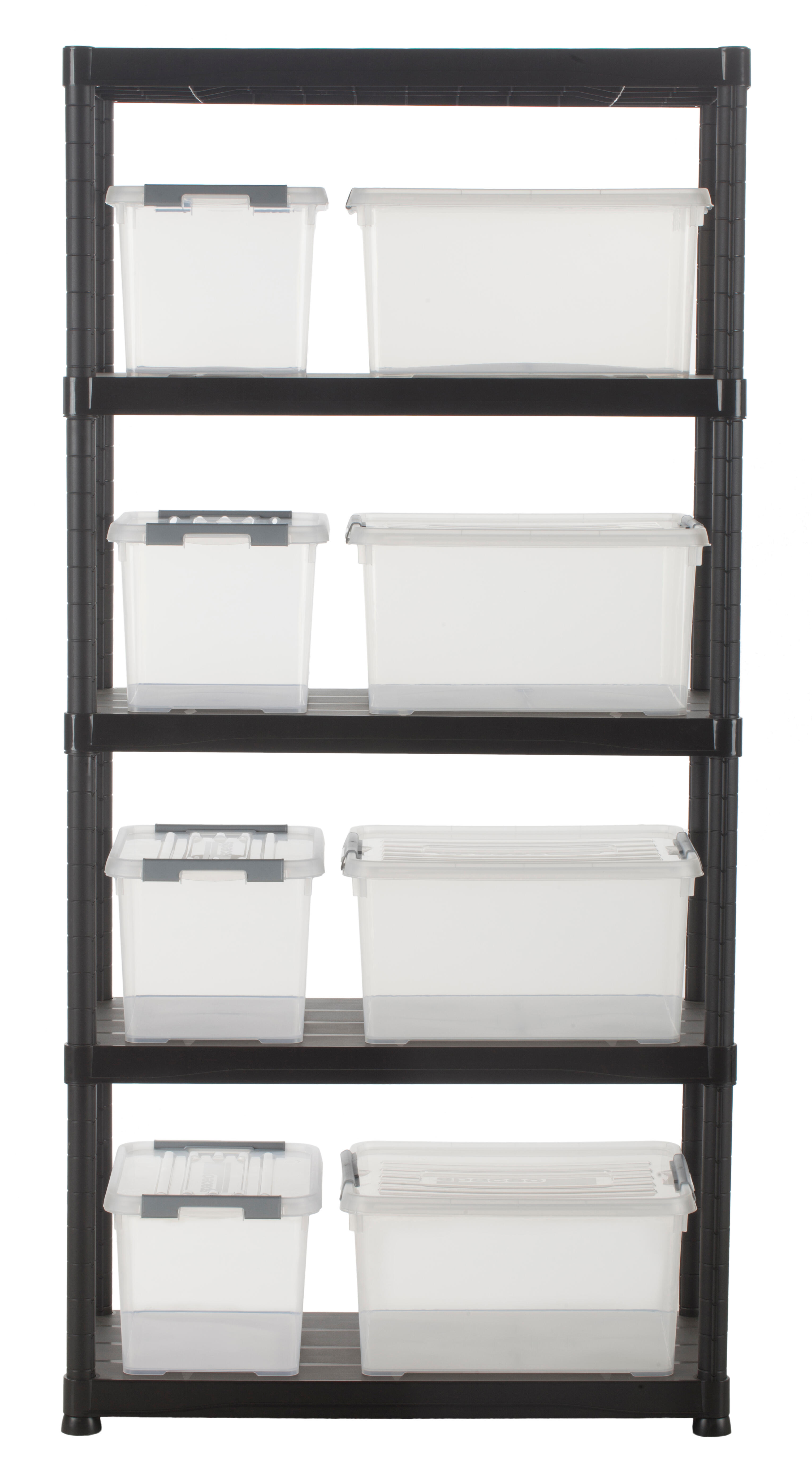 Estante em PVC preto 5 prateleiras 180x90x40 cm 200 kg Tayg Home - 4