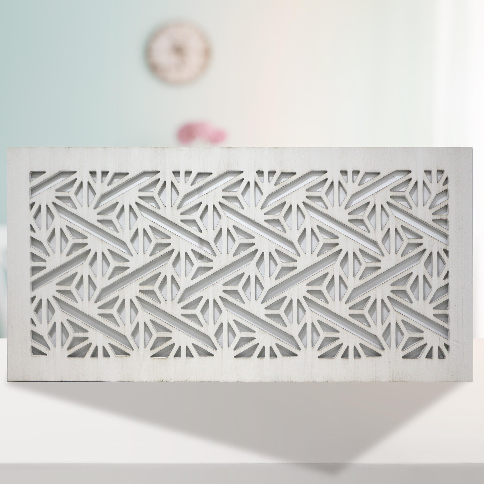 Objeto decorativo sin marco Geométrico rectangular de 160 x 80 cm. MDF Cabecero blanco envejecido - 2
