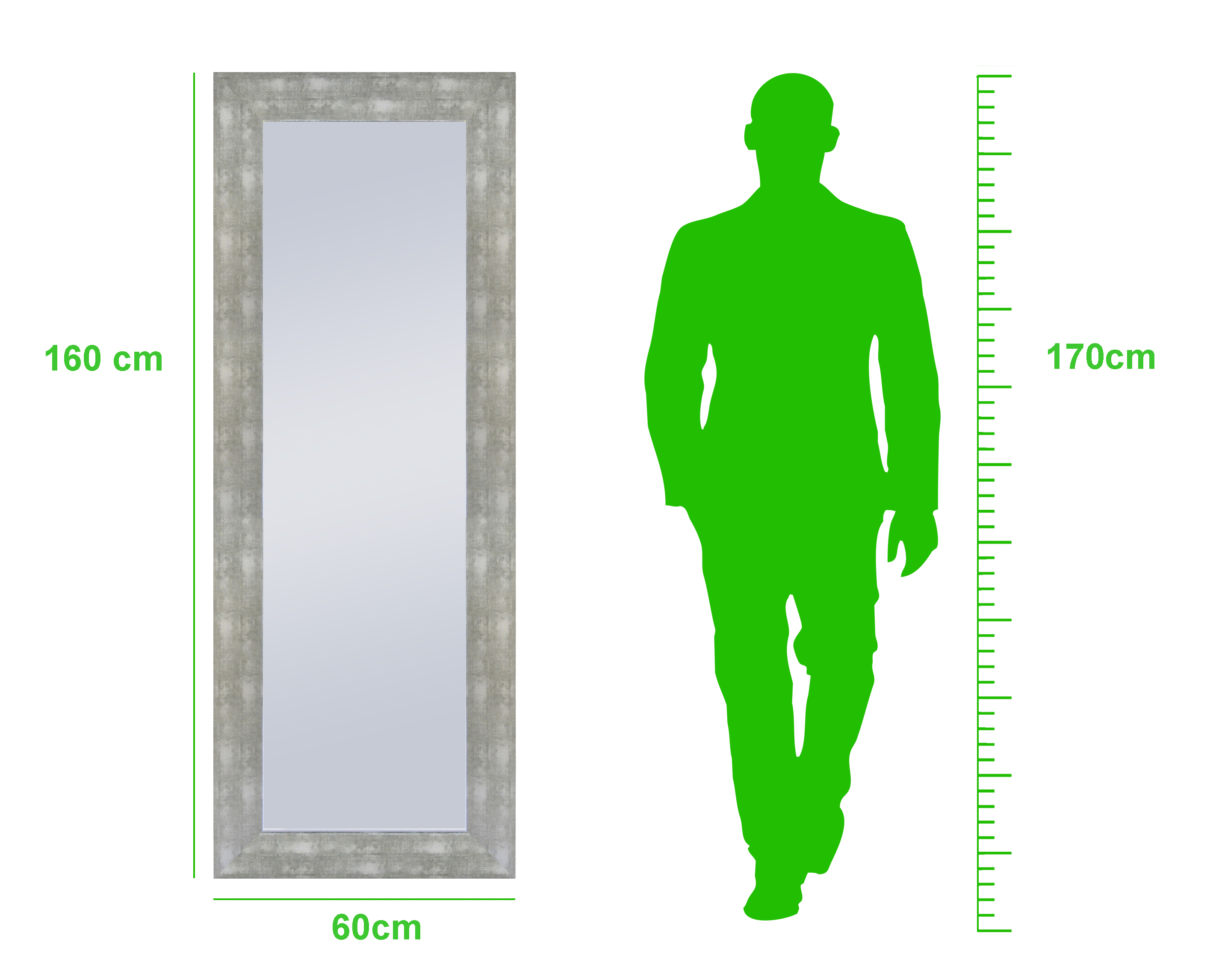 Espejo enmarcado rectangular Cartagena madera plata  de 58 x 160 cm - 3