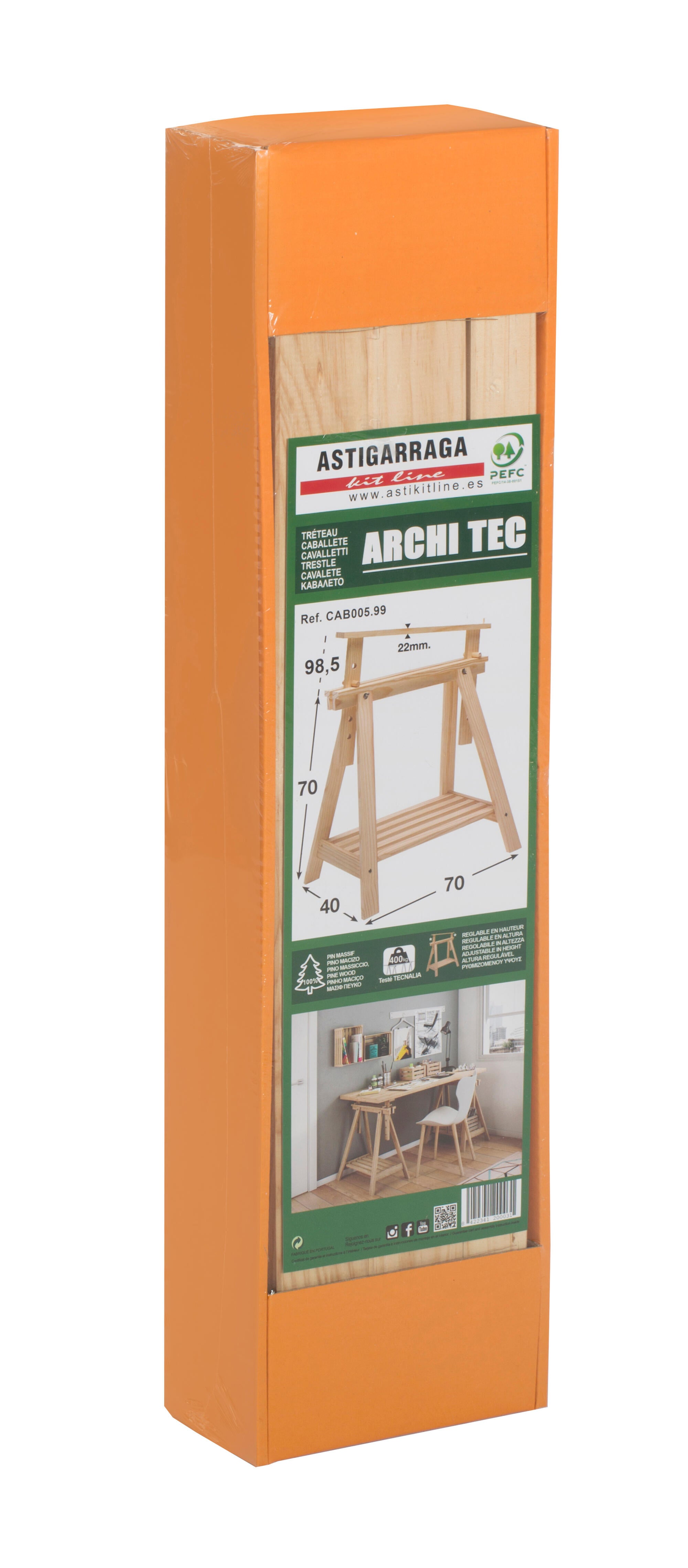 Caballete de madera natural regulable en altura de 70 a 98.5cm - 20